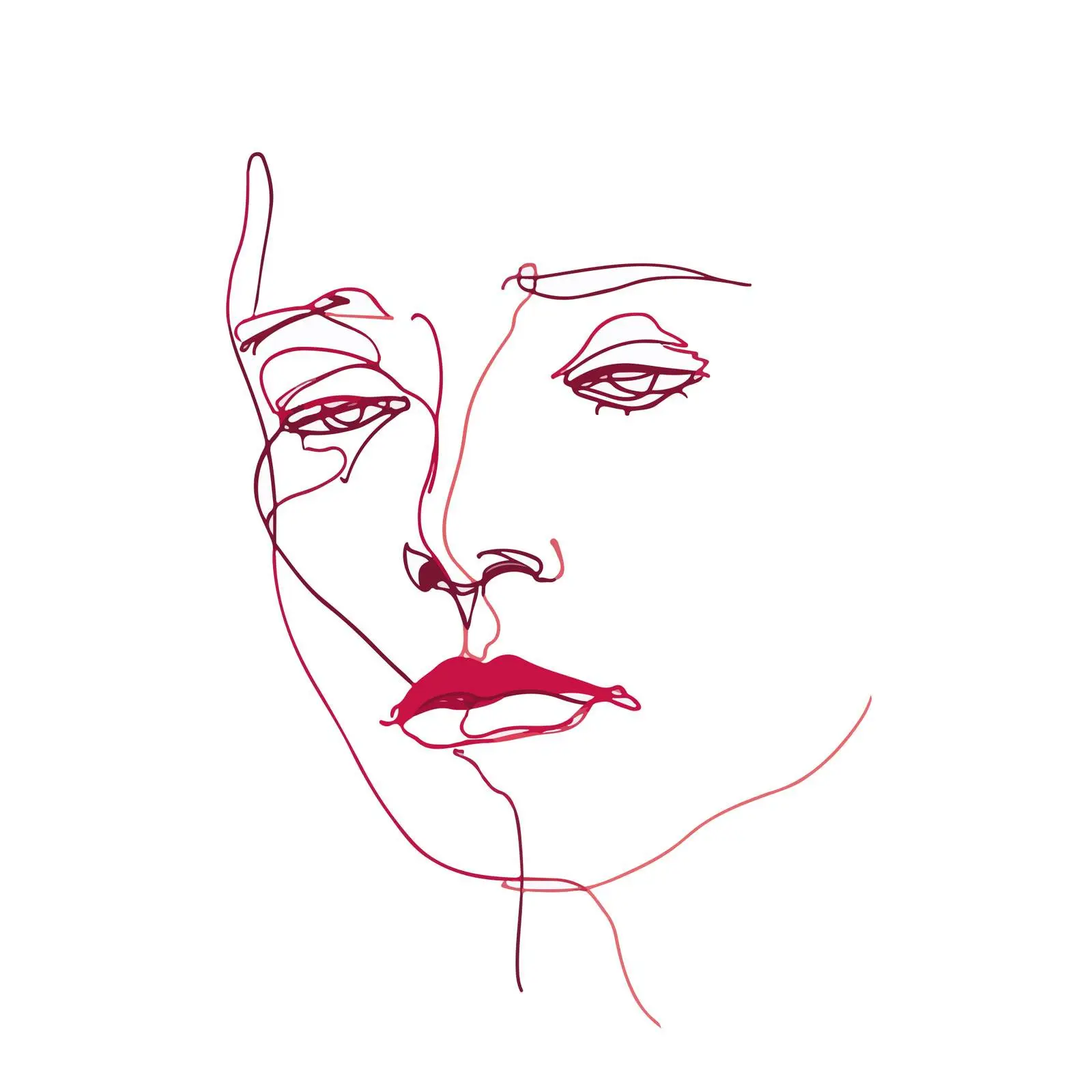 Elegant Sadness Portrait Line Art — free download from Dotvec