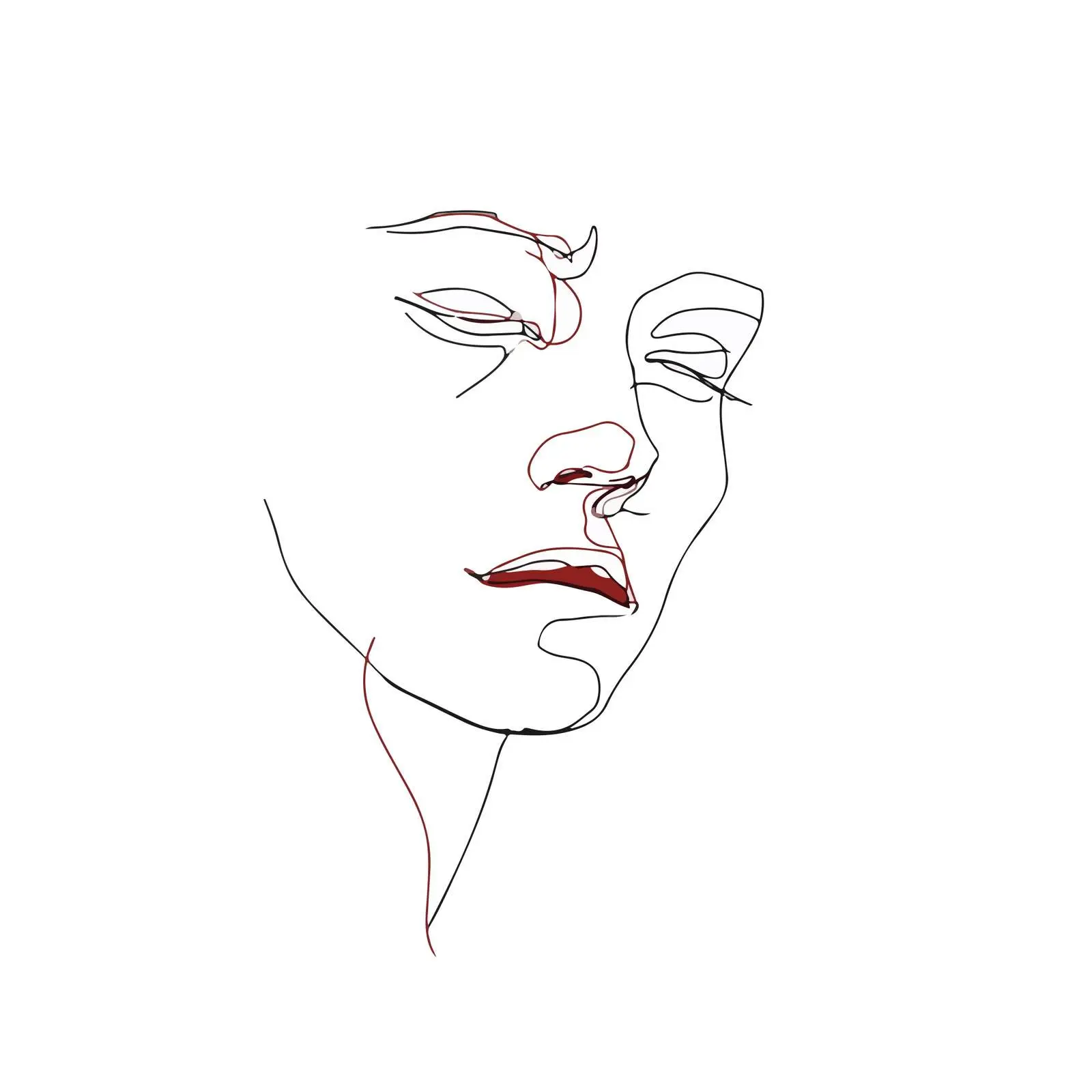 Sad Expression Portrait Line Art — free download from Dotvec