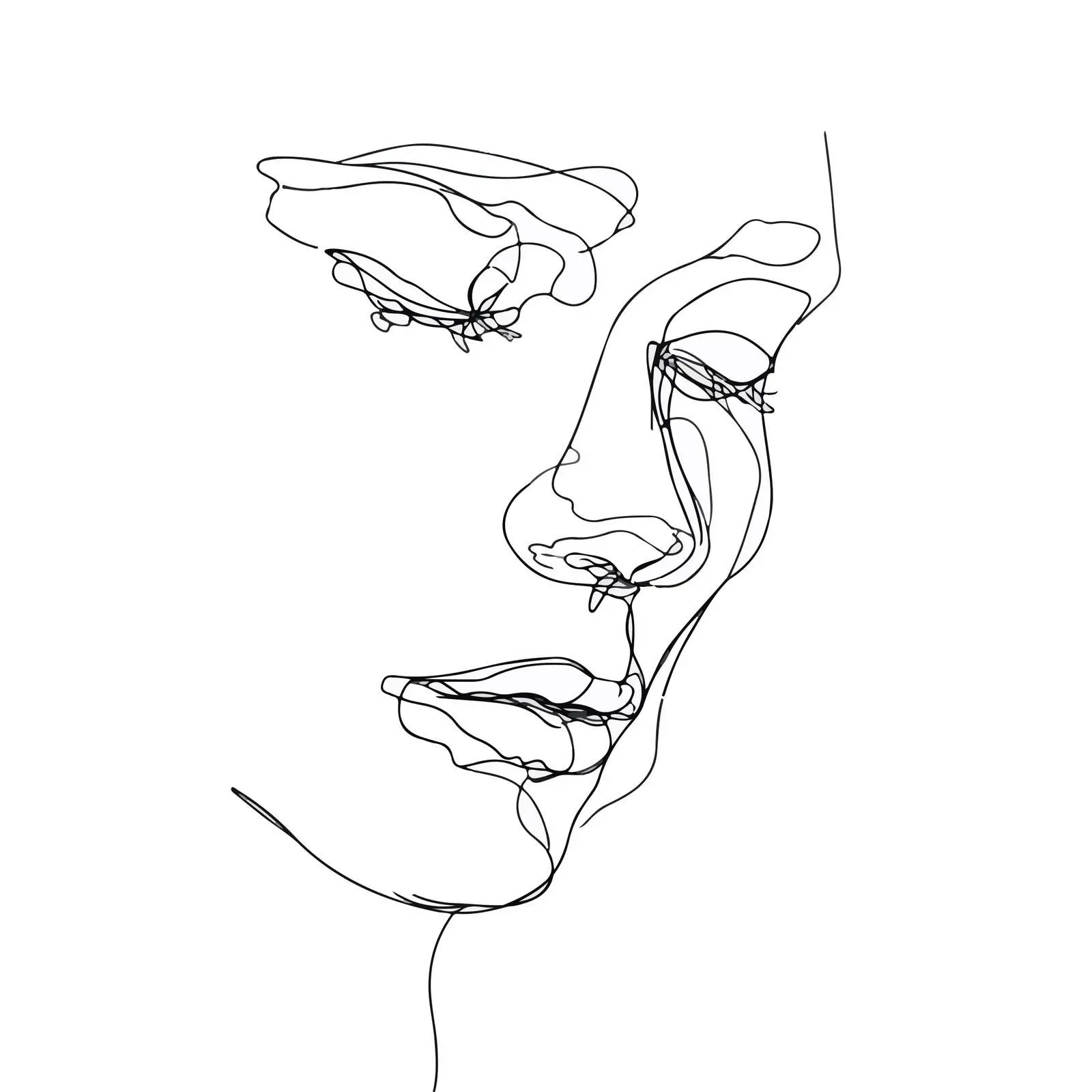 Sad Expression Portrait Line Art — free download from Dotvec