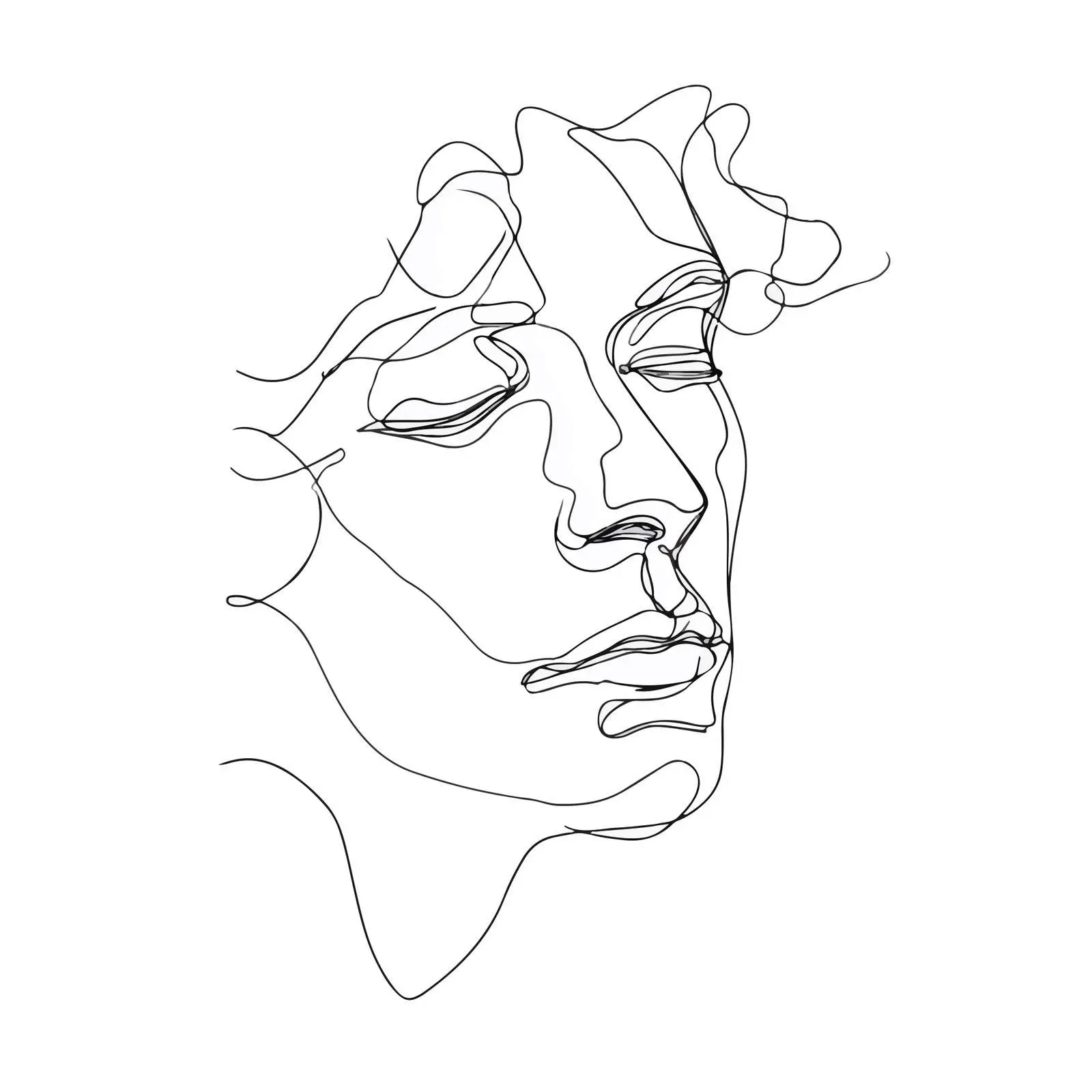 Sad Expression Minimal Line Art Portrait — free download from Dotvec