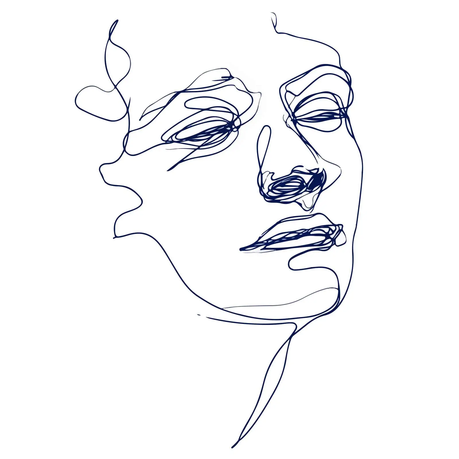 Minimal Sad Portrait Line Art — free download from Dotvec