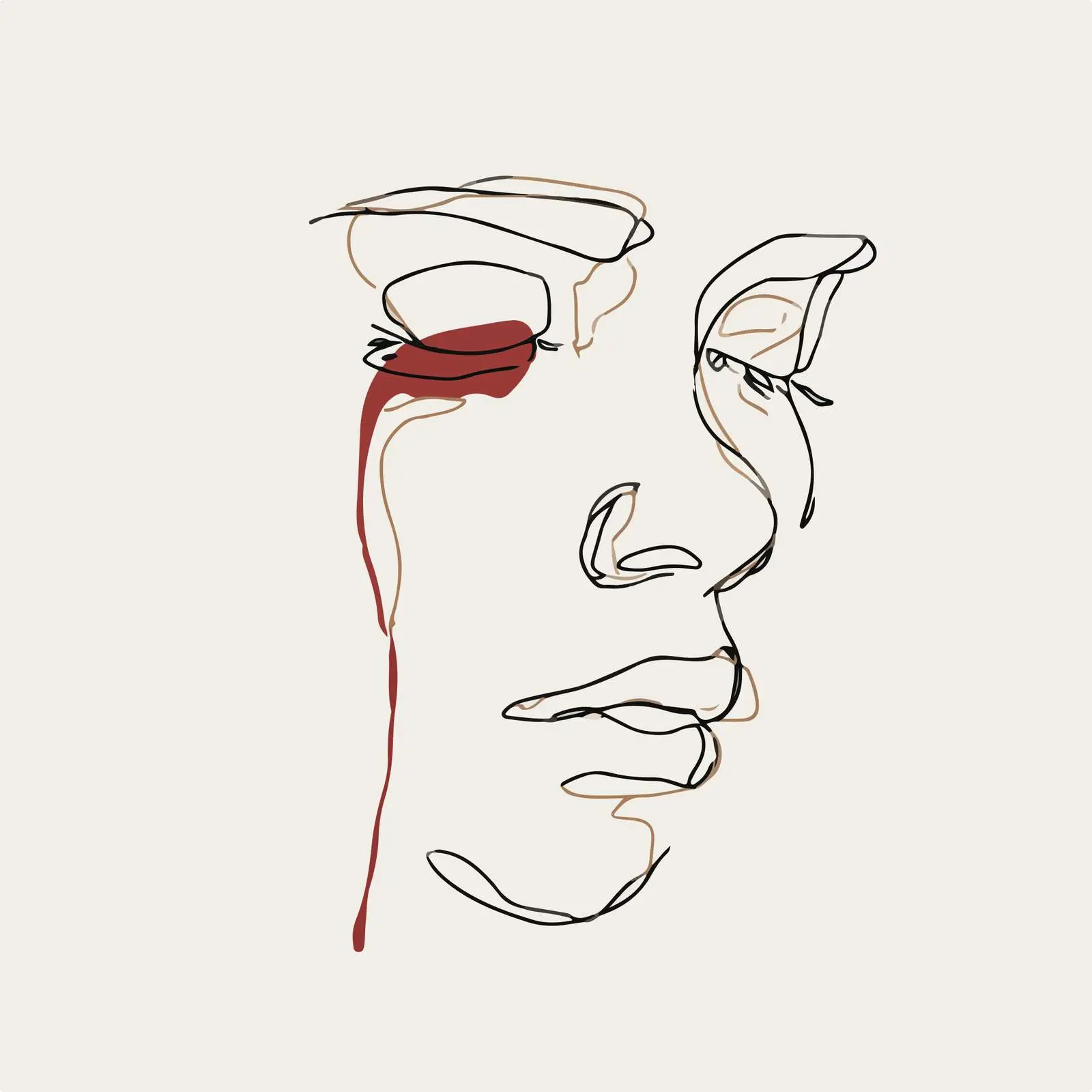 Sad Expression Line Art Portrait — free download from Dotvec