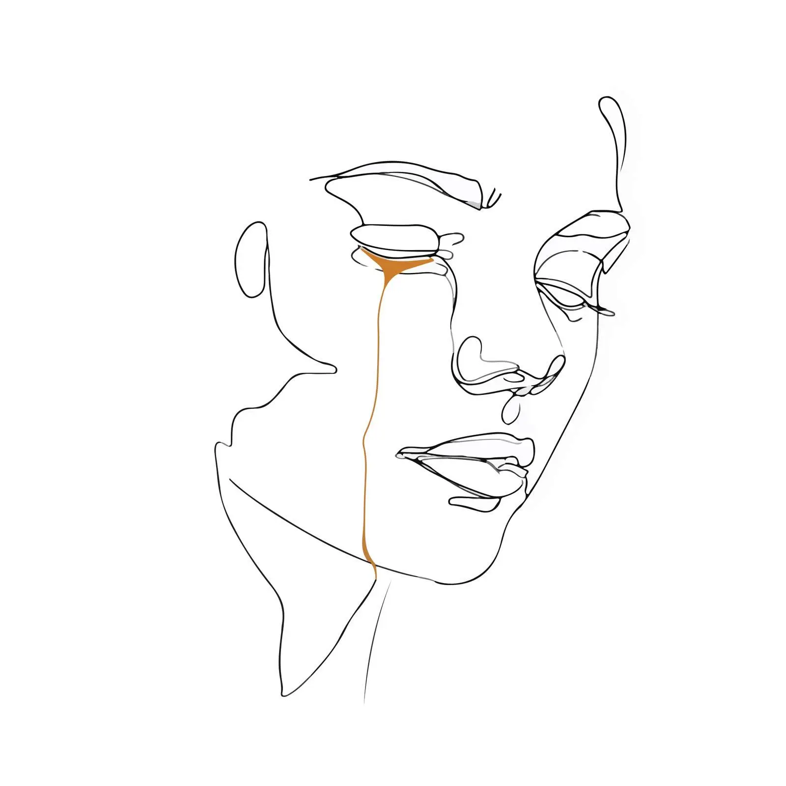 Sad Expression Portrait Line Art — free download from Dotvec