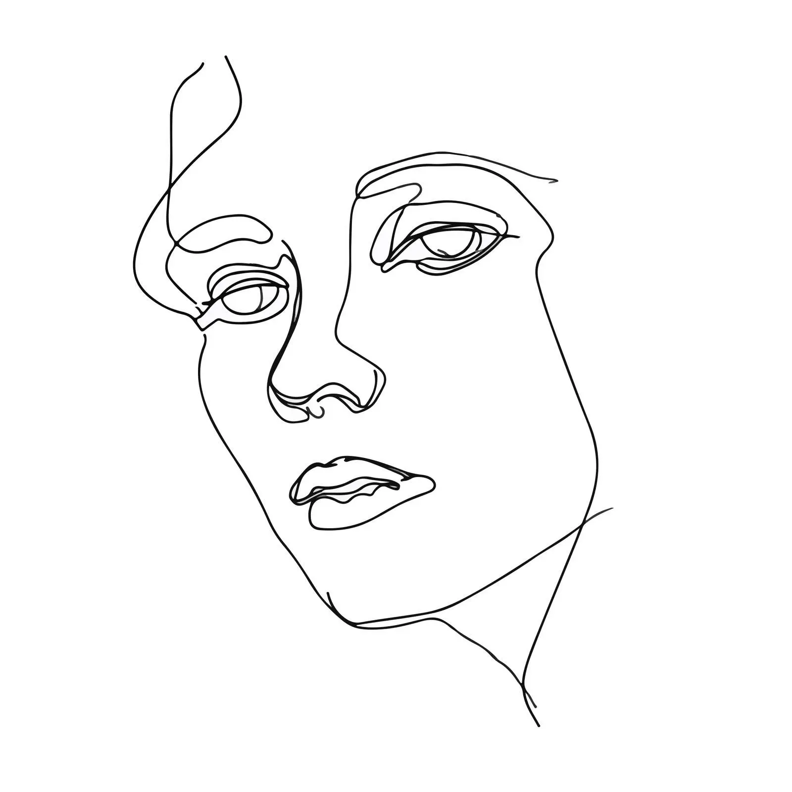 Sad Expression Line Art Portrait — free download from Dotvec