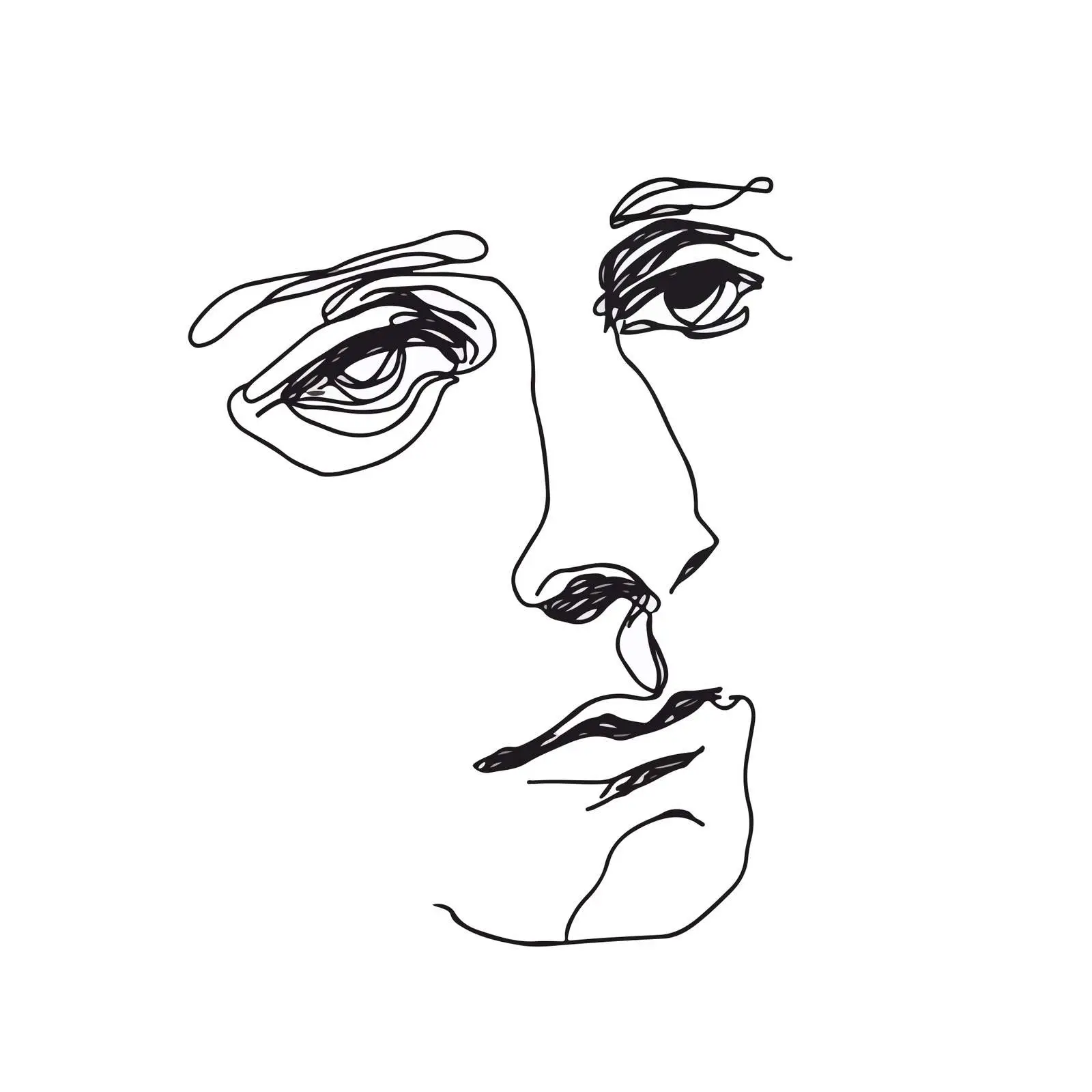 Sad Expression Line Portrait Art — free download from Dotvec
