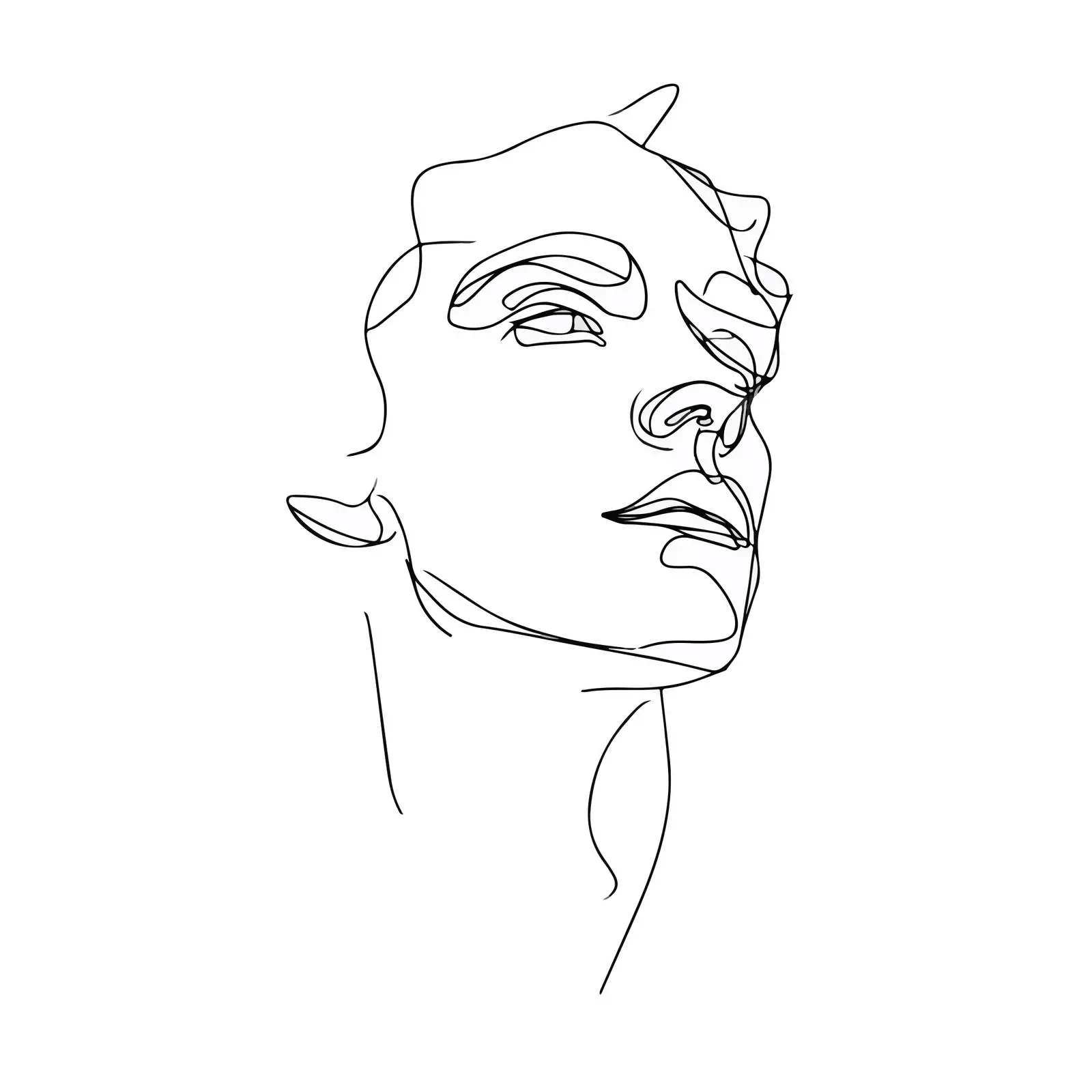 Minimal Sad Expression Portrait Line Art — free download from Dotvec