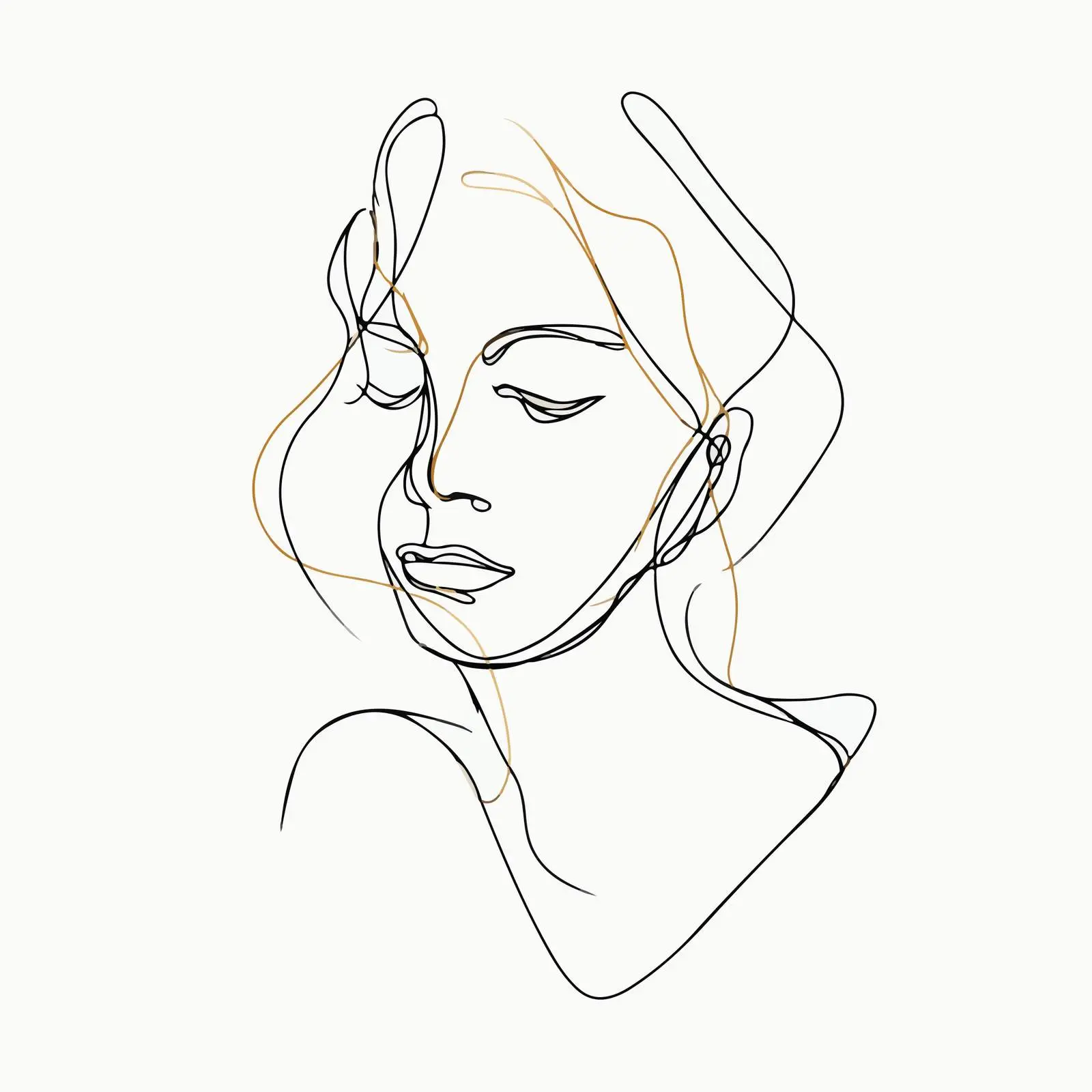 Sad Expression Minimal Line Art Portrait — free download from Dotvec