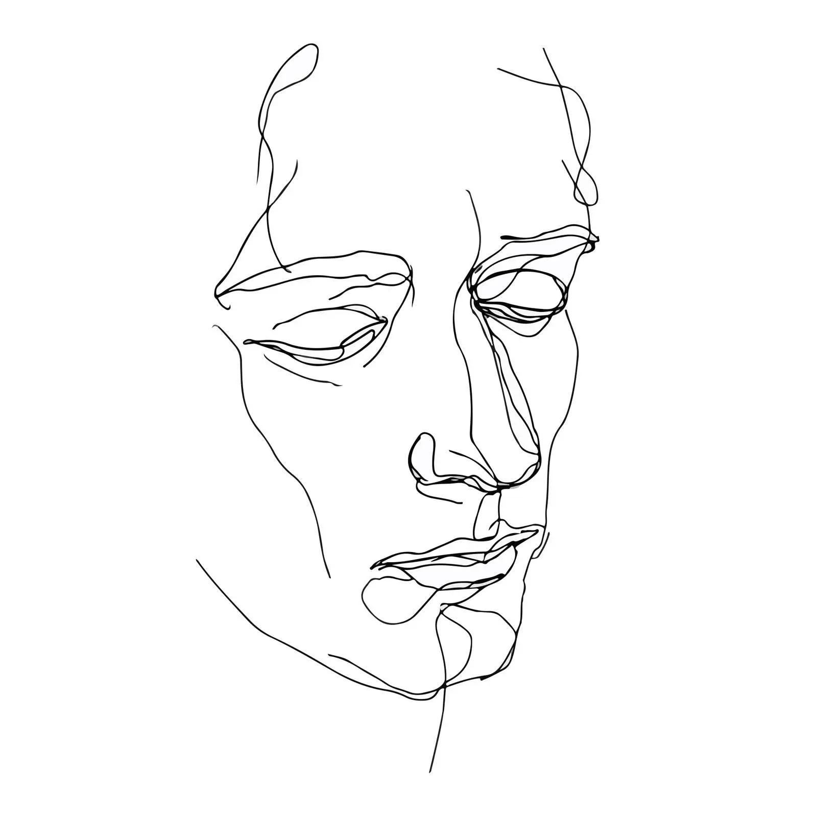 Minimal Sad Portrait Line Art — free download from Dotvec