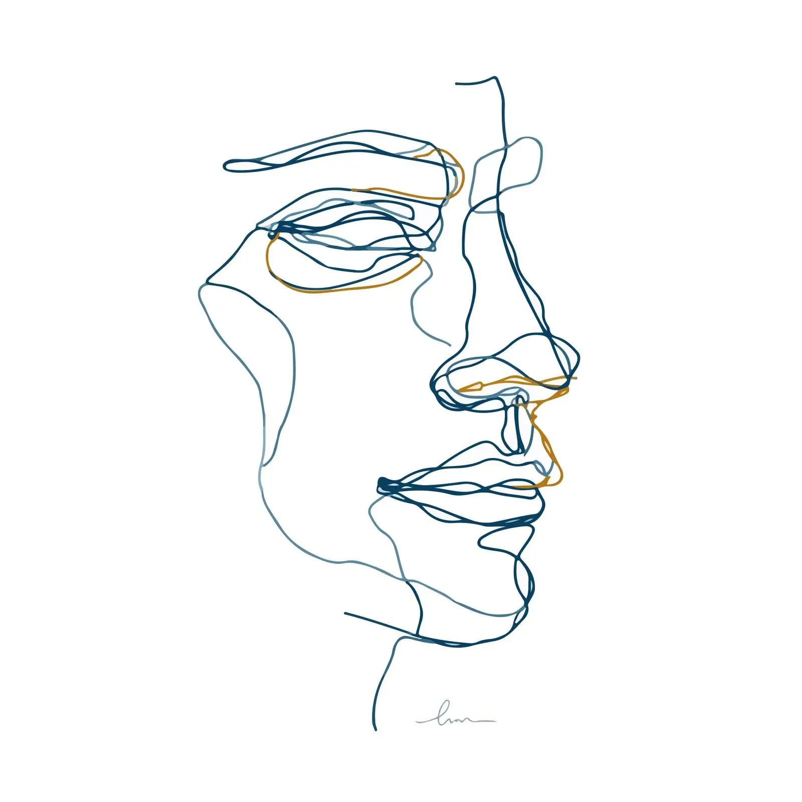 Minimal Sad Portrait Line Art — free download from Dotvec