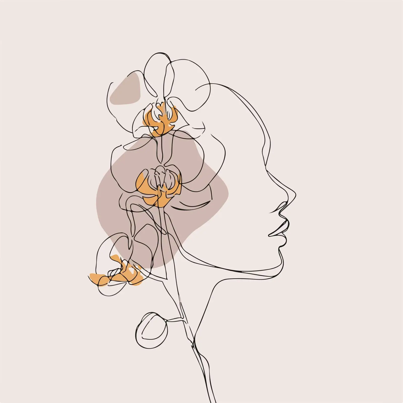 Minimal Orchid Profile Line Art — free download from Dotvec