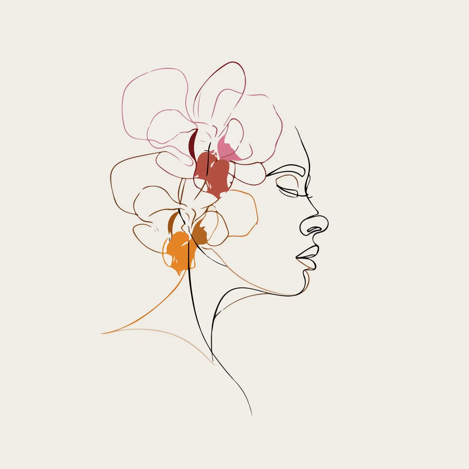 Elegant Orchid Side Profile Line Art — free download from Dotvec