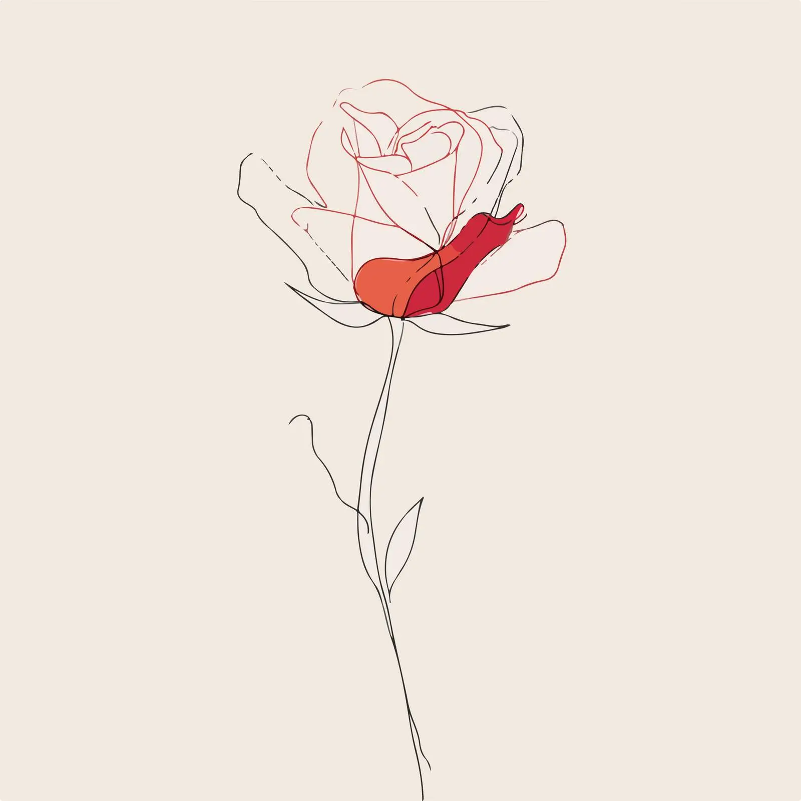 Single Rose Line Art — free download from Dotvec