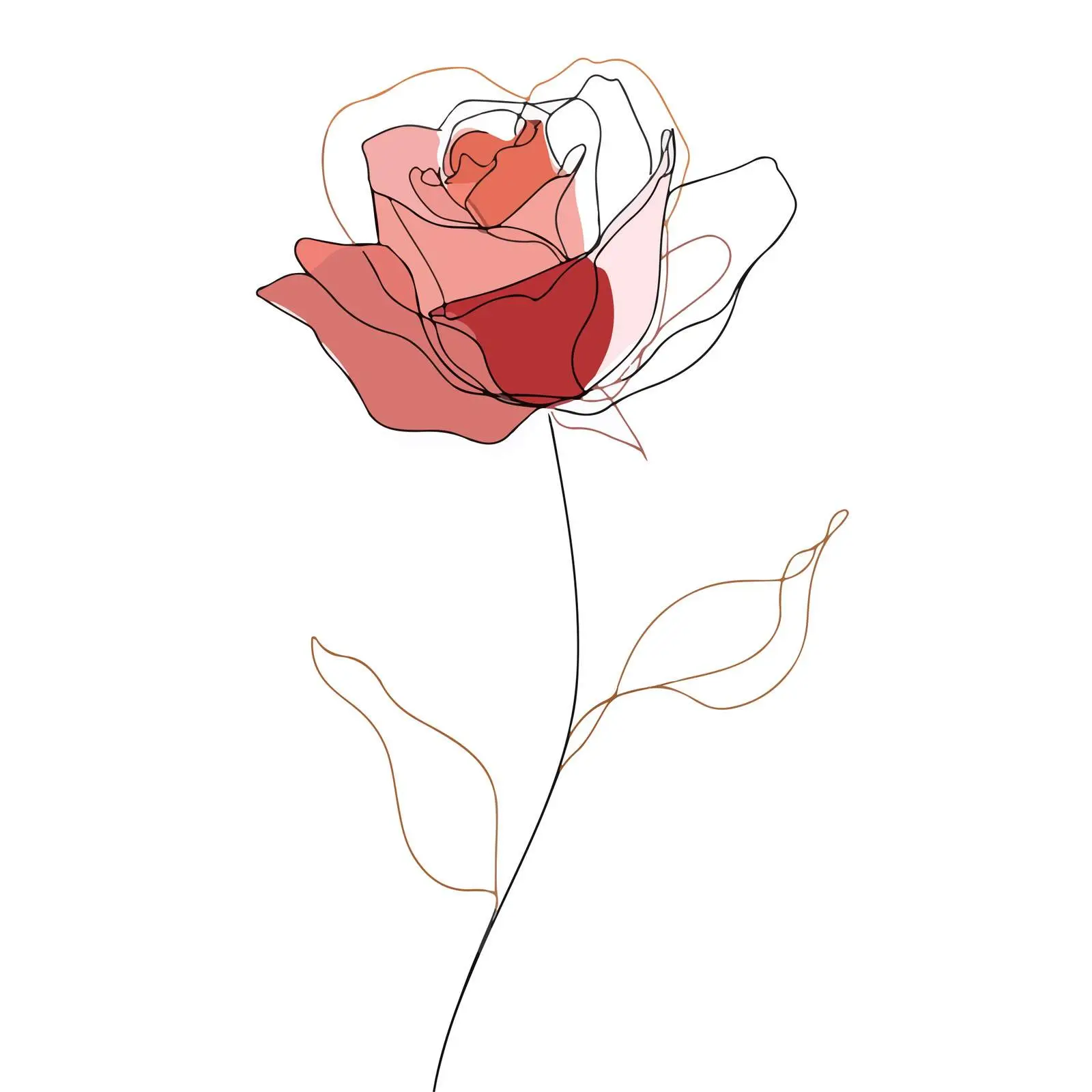 Single Rose Flower Line Art — free download from Dotvec