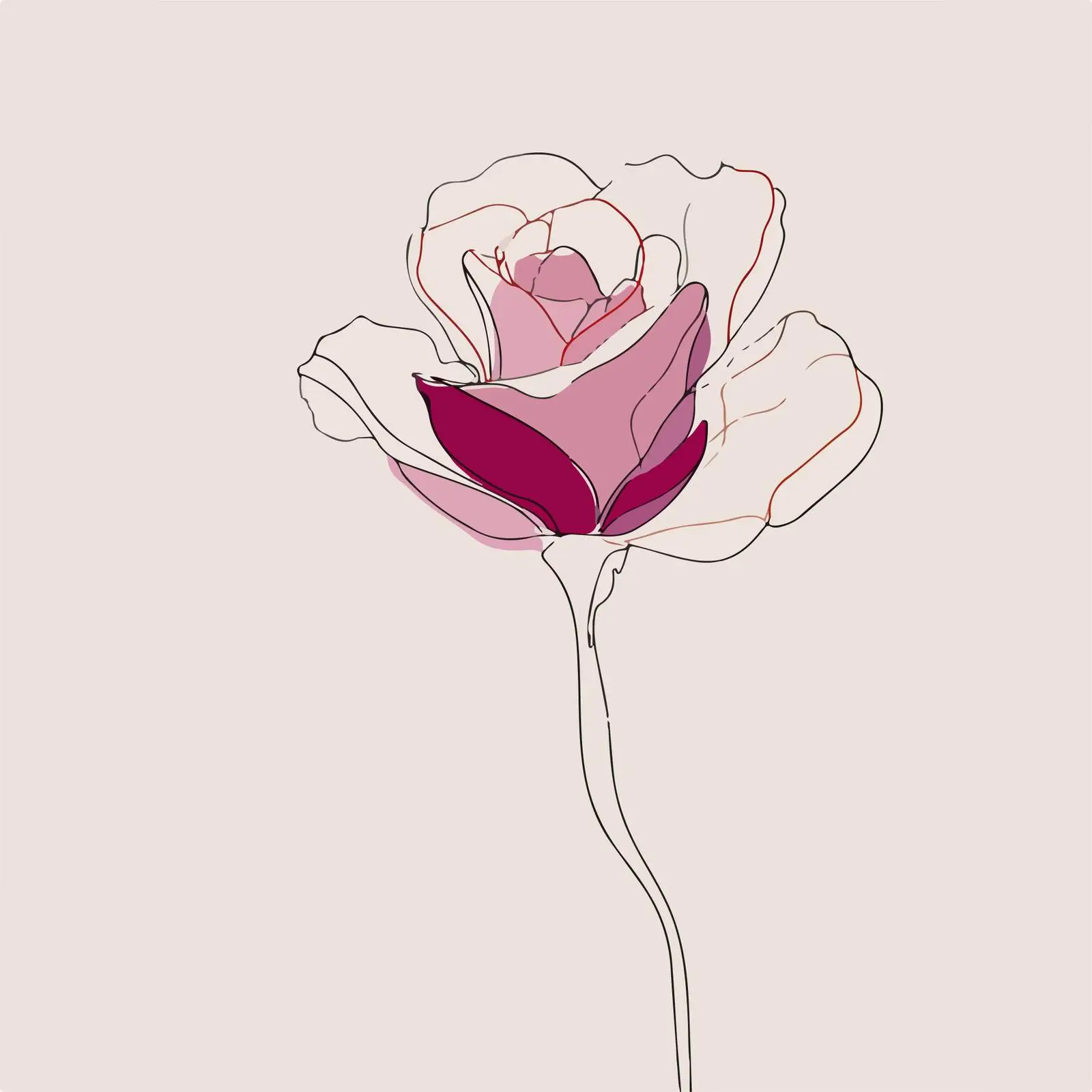 Minimal Rose Flower Line Art — free download from Dotvec