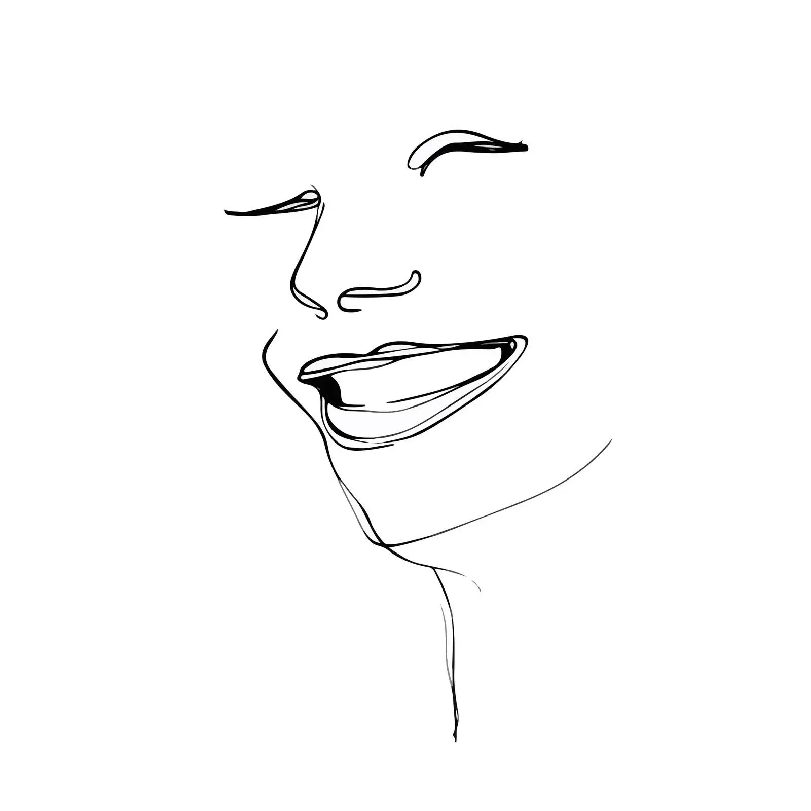 Smiling Face Line Art Vector Illustration — free download from Dotvec