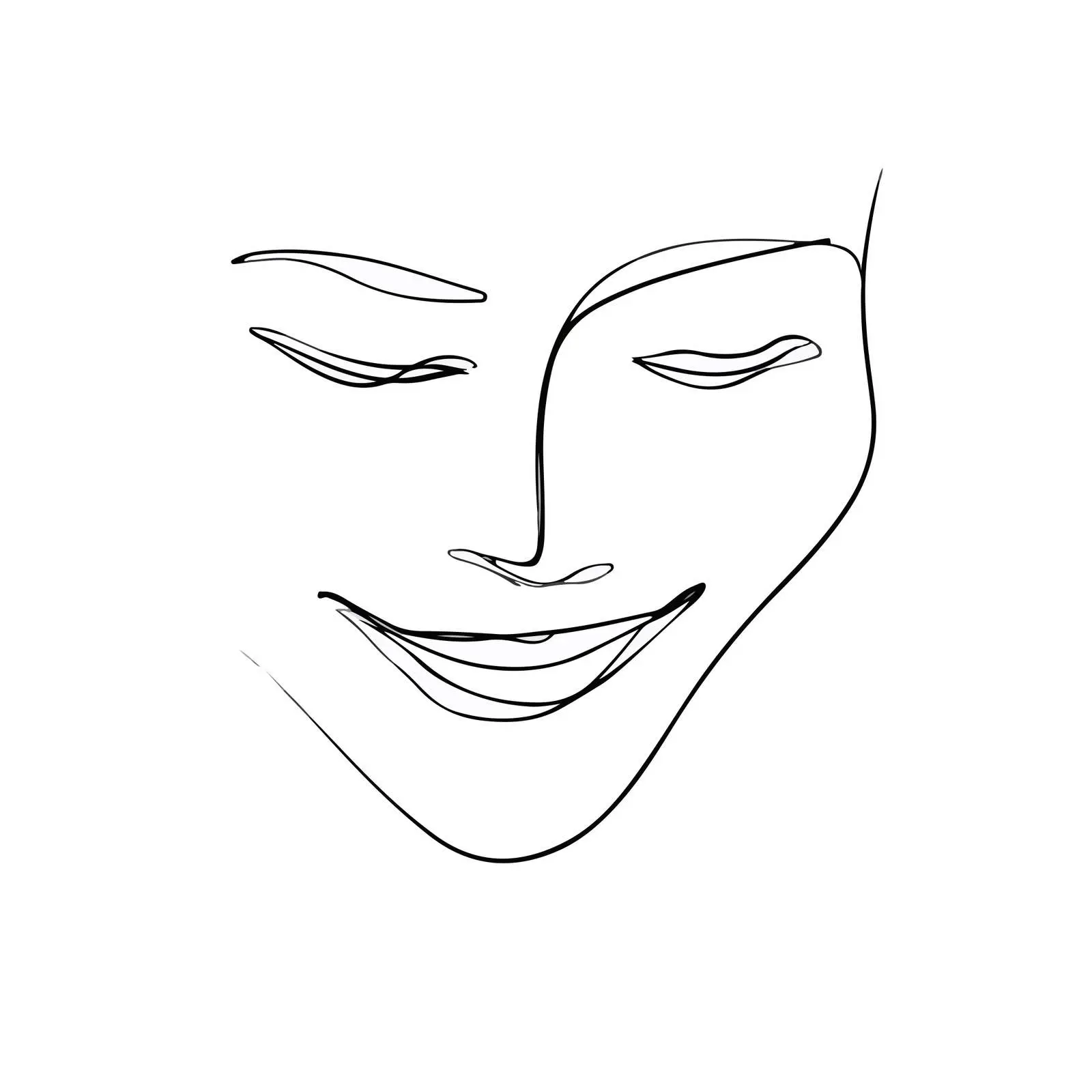 Smiling Face Line Art Vector Illustration — free download from Dotvec