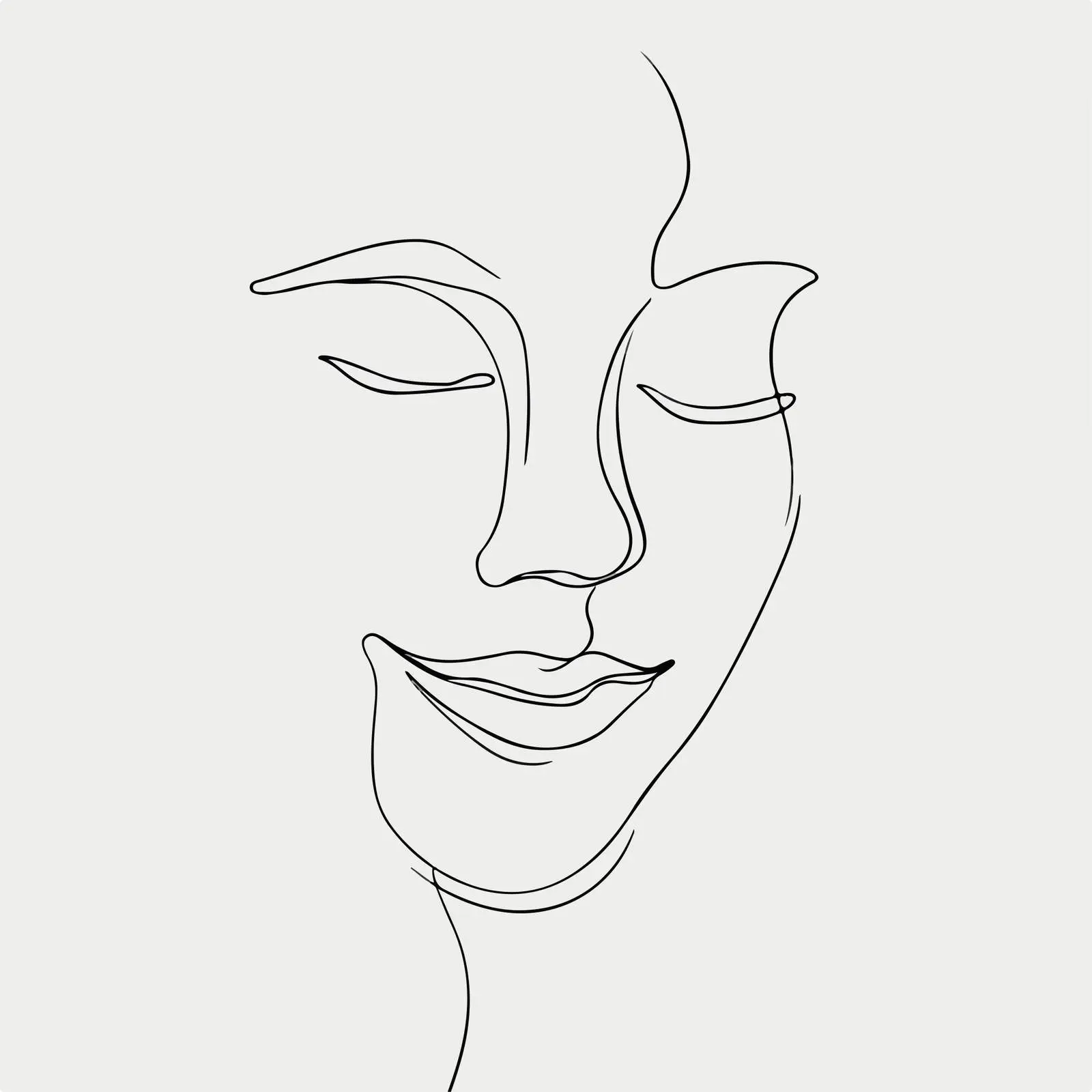 Smiling Face Line Art Illustration — free download from Dotvec