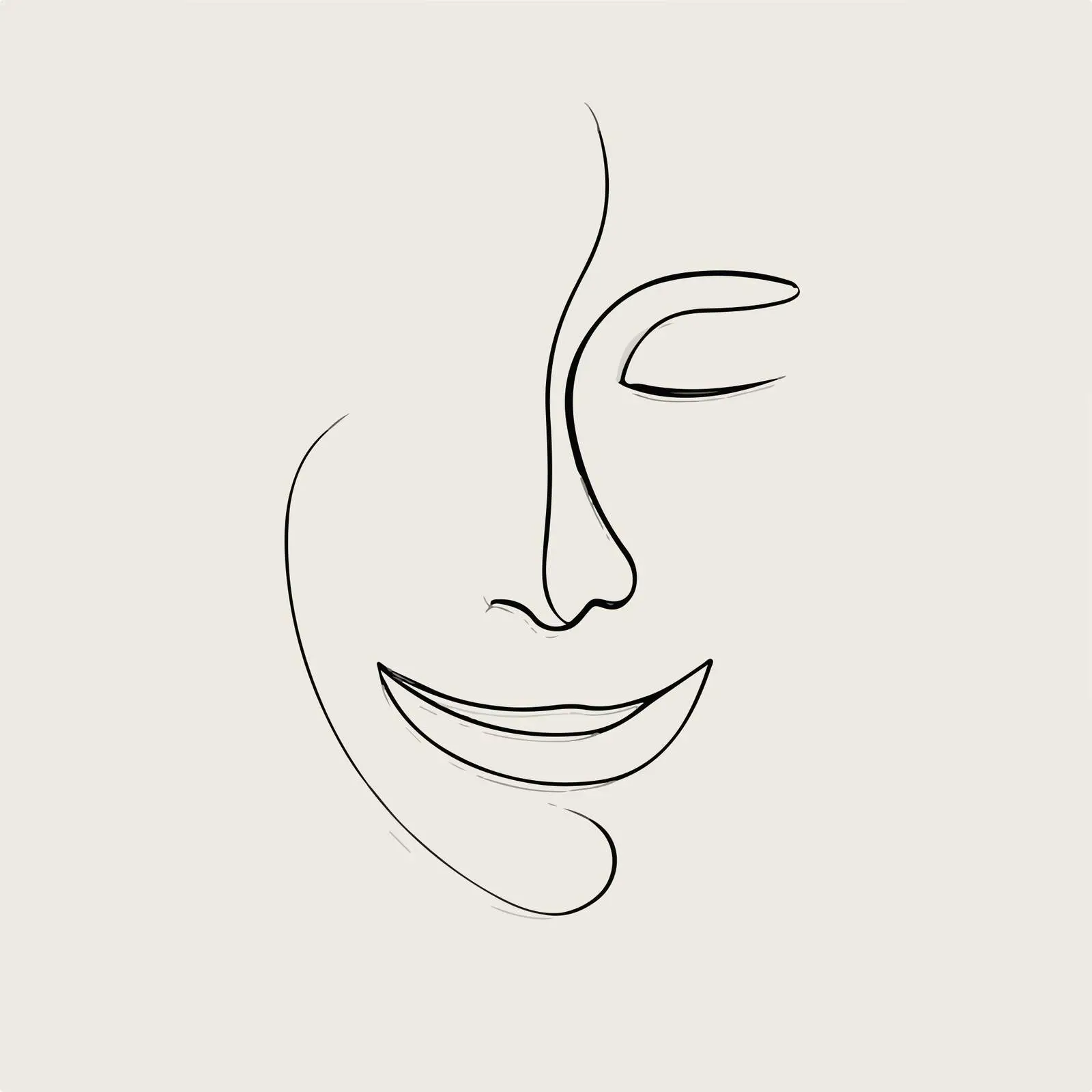 Simple Smiling Face Line Art — free download from Dotvec