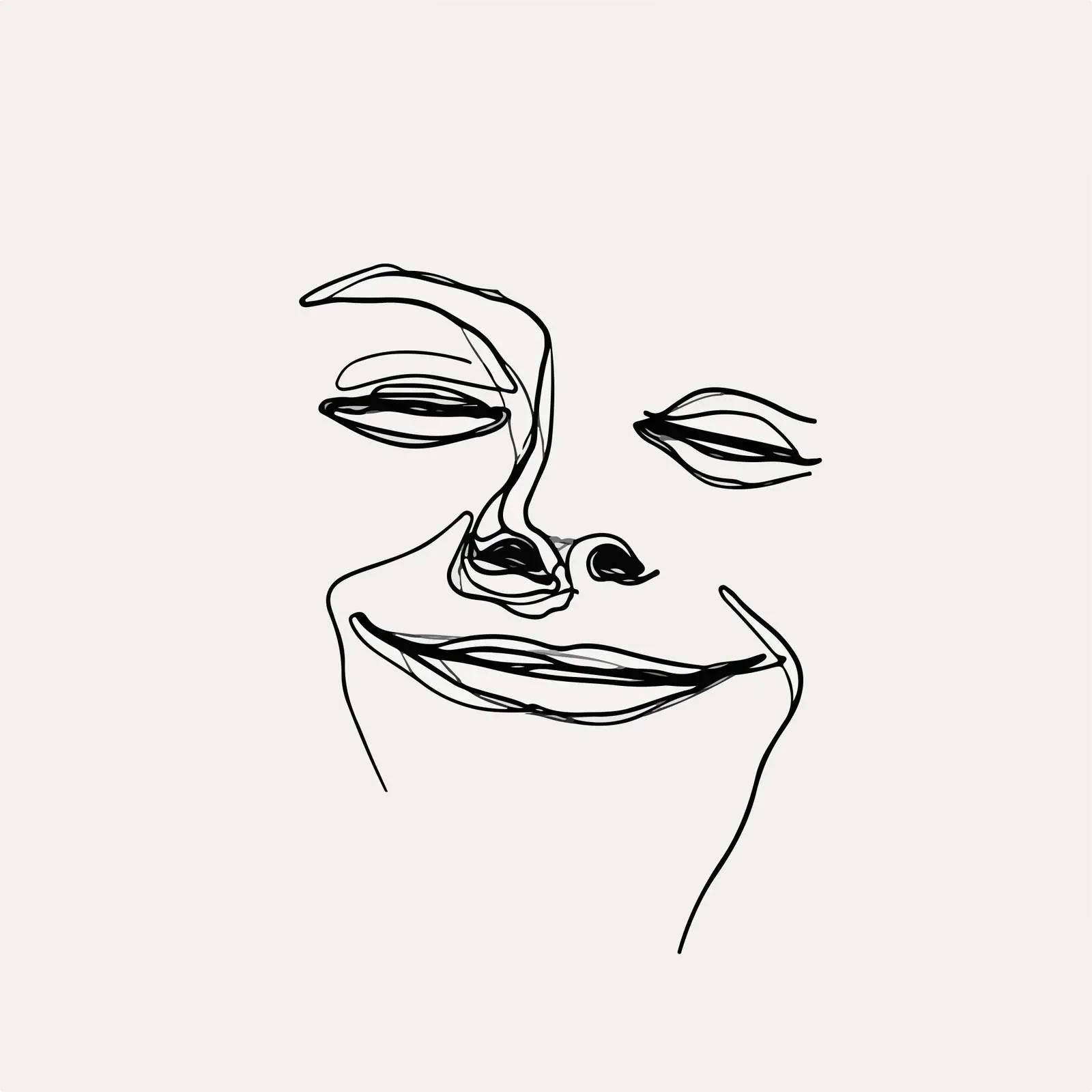 Smiling Face Line Art Vector Illustration — free download from Dotvec