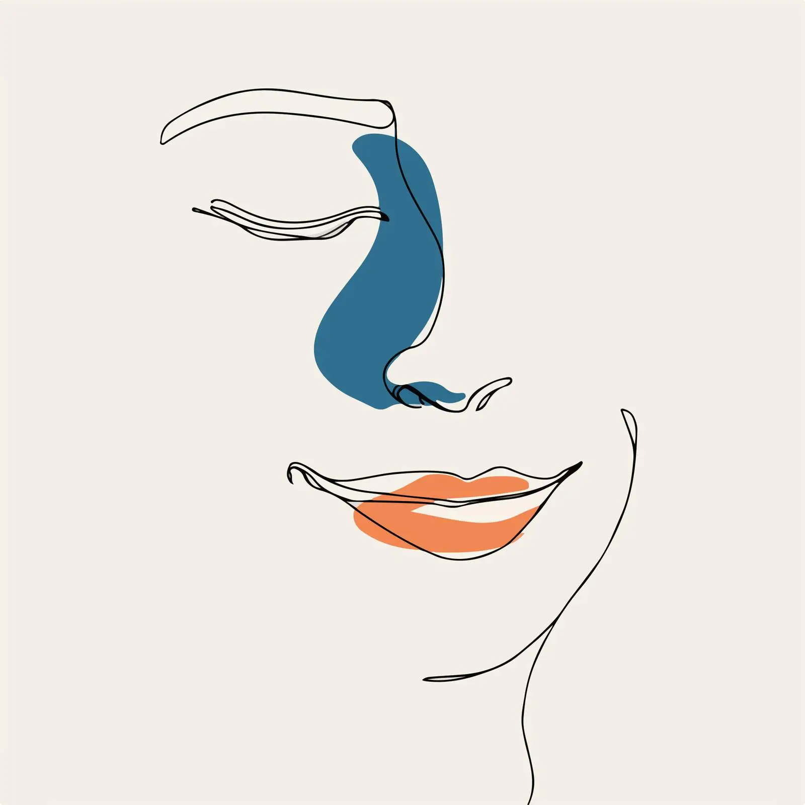 Smiling Face Minimal Line Art — free download from Dotvec