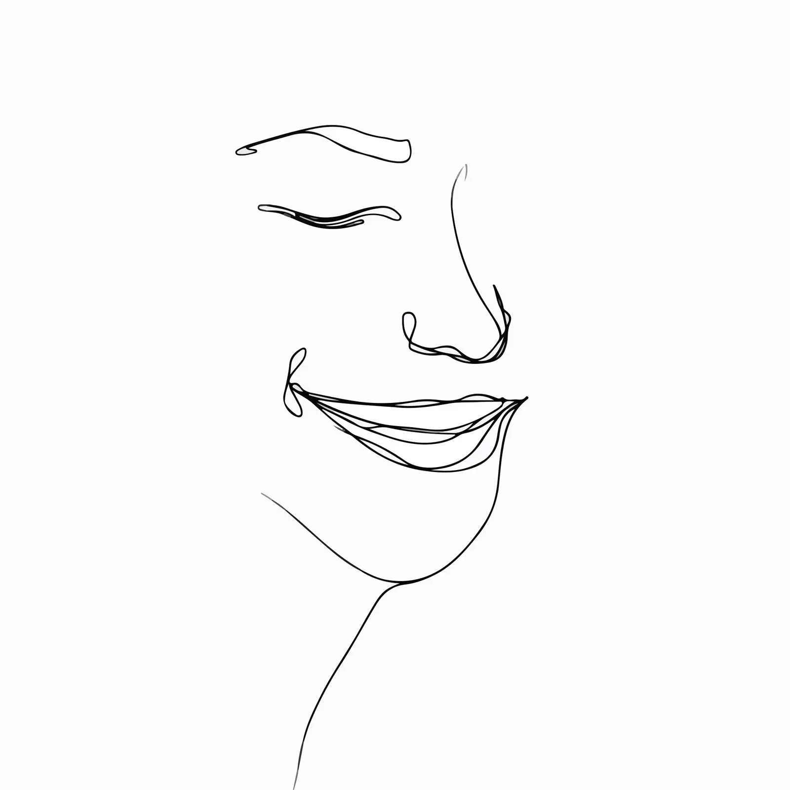 Minimal Smiling Face Line Art — free download from Dotvec