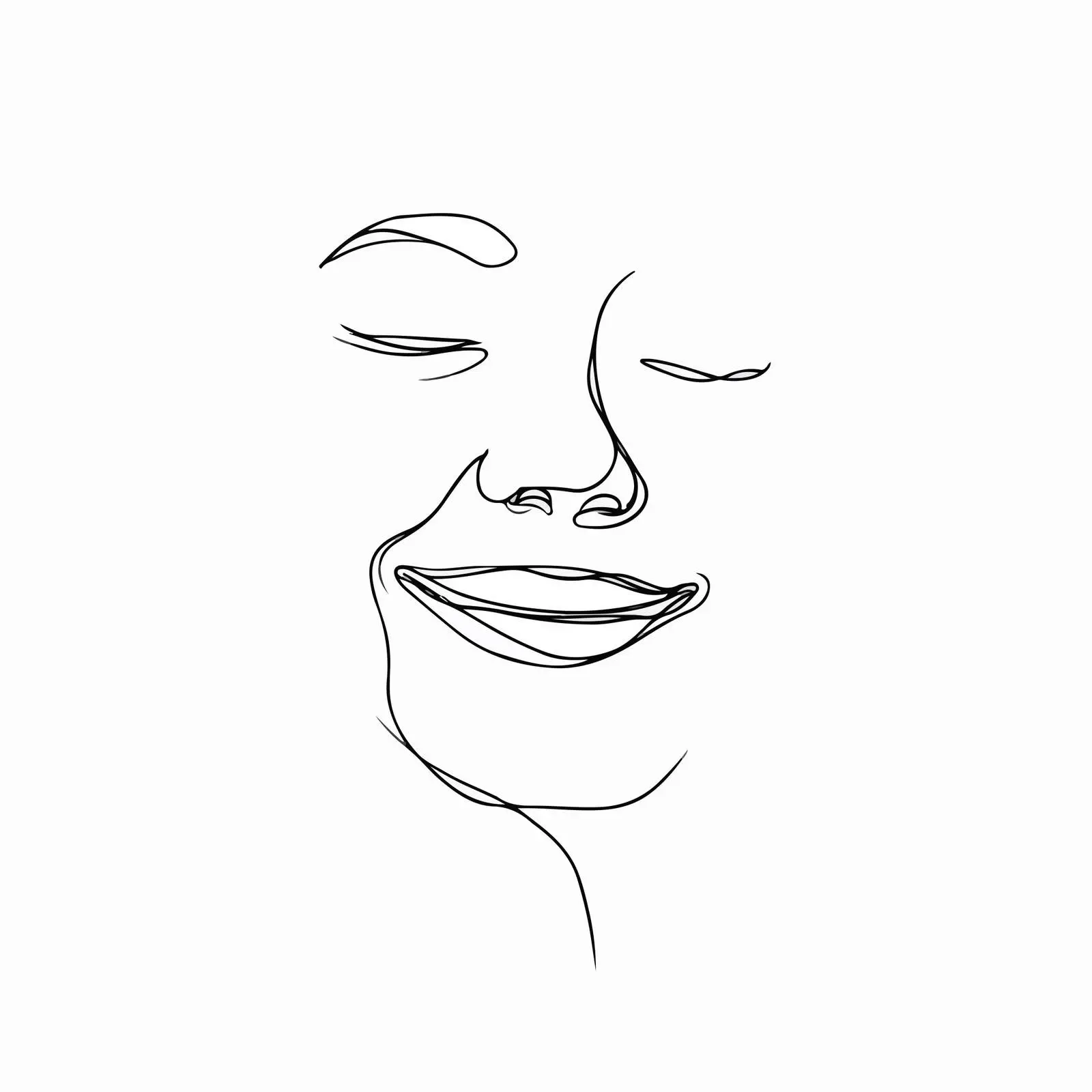 Smiling Face Line Art Vector — free download from Dotvec