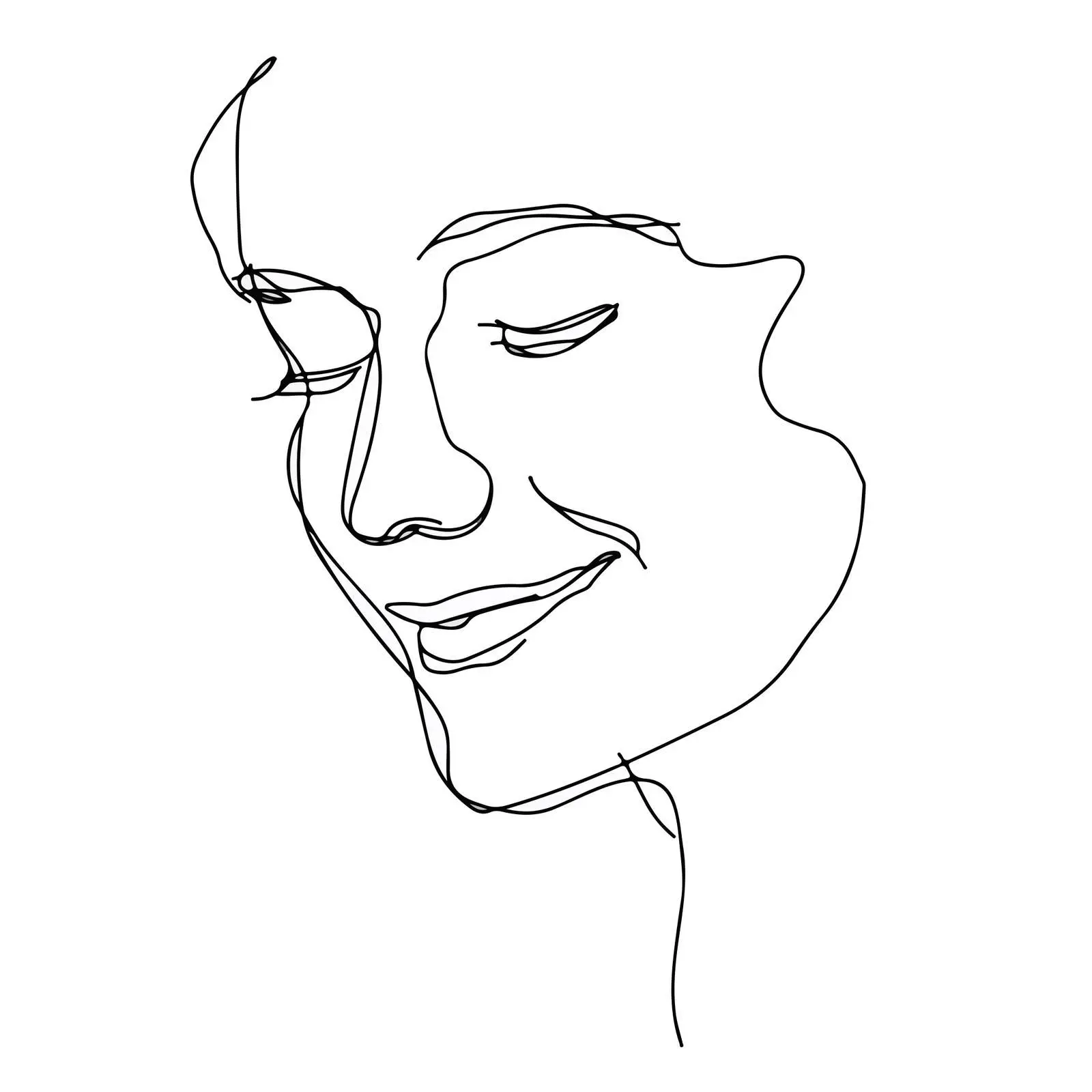 Single Line Smiling Face Art — free download from Dotvec