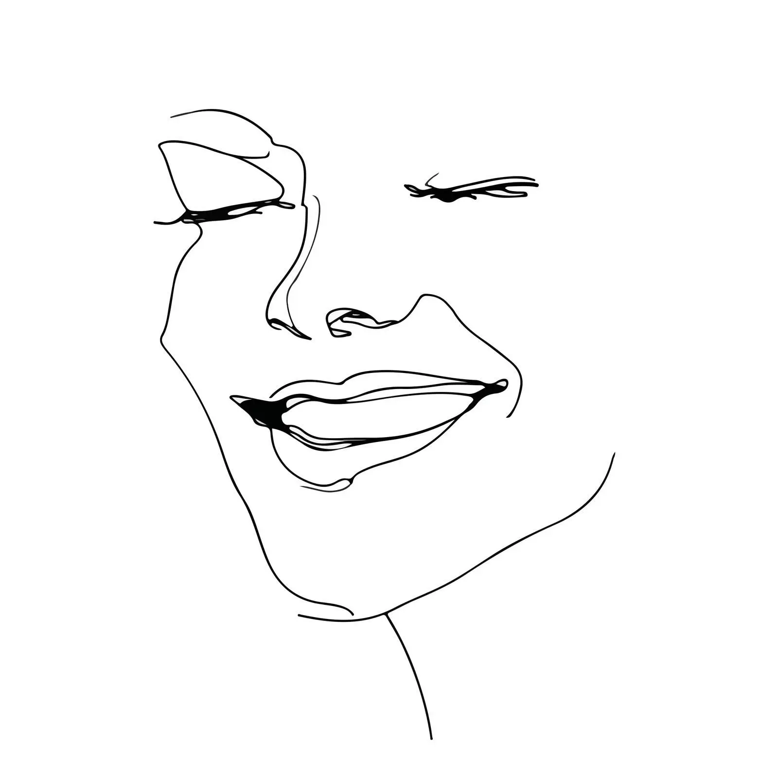 Smiling Face Line Art Illustration — free download from Dotvec