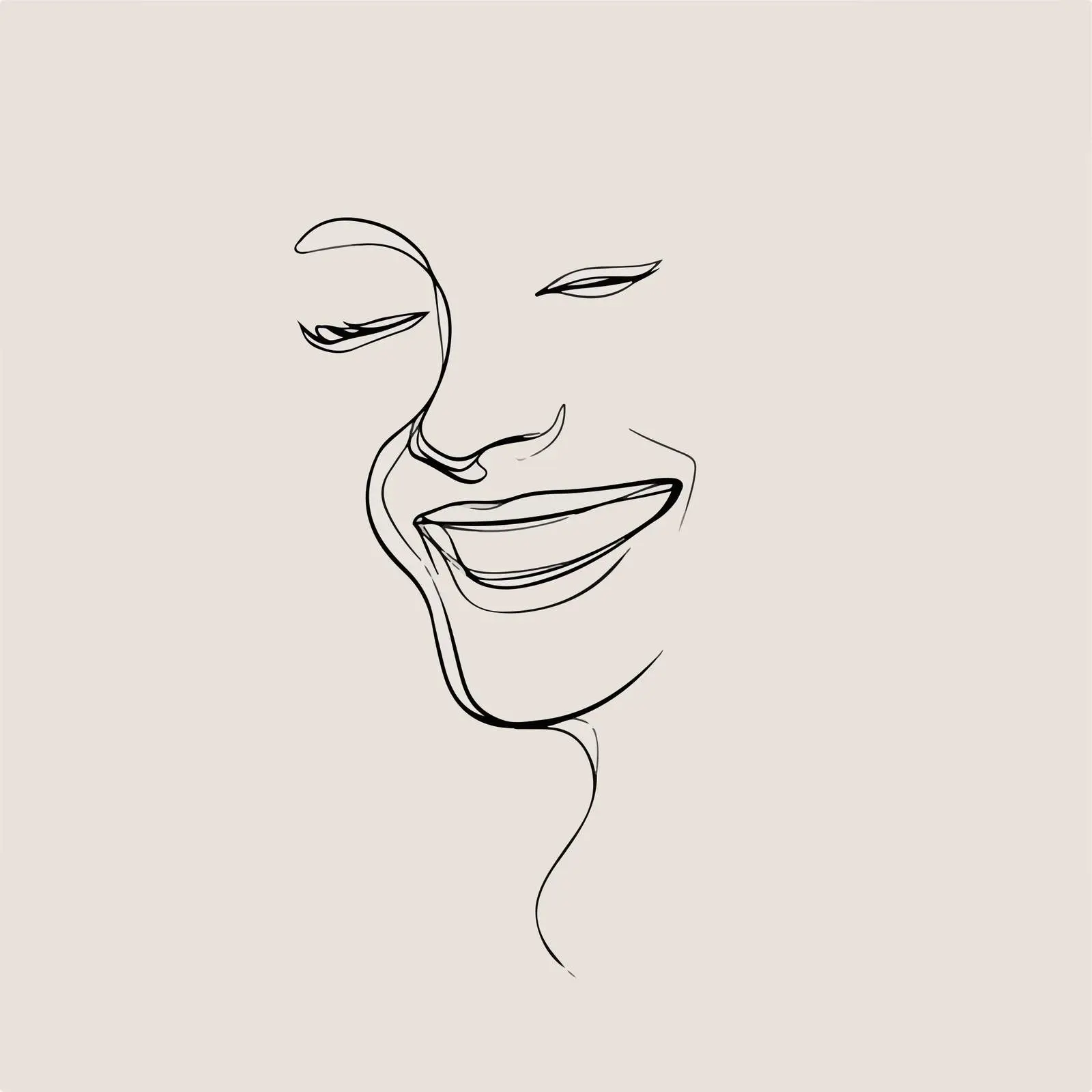 Minimal Smiling Face Line Art — free download from Dotvec