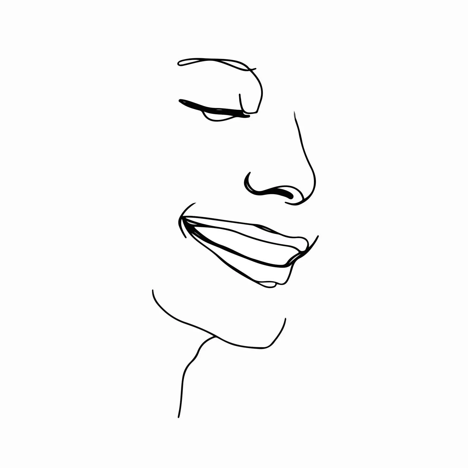 Smiling Face Line Art Vector Illustration — free download from Dotvec