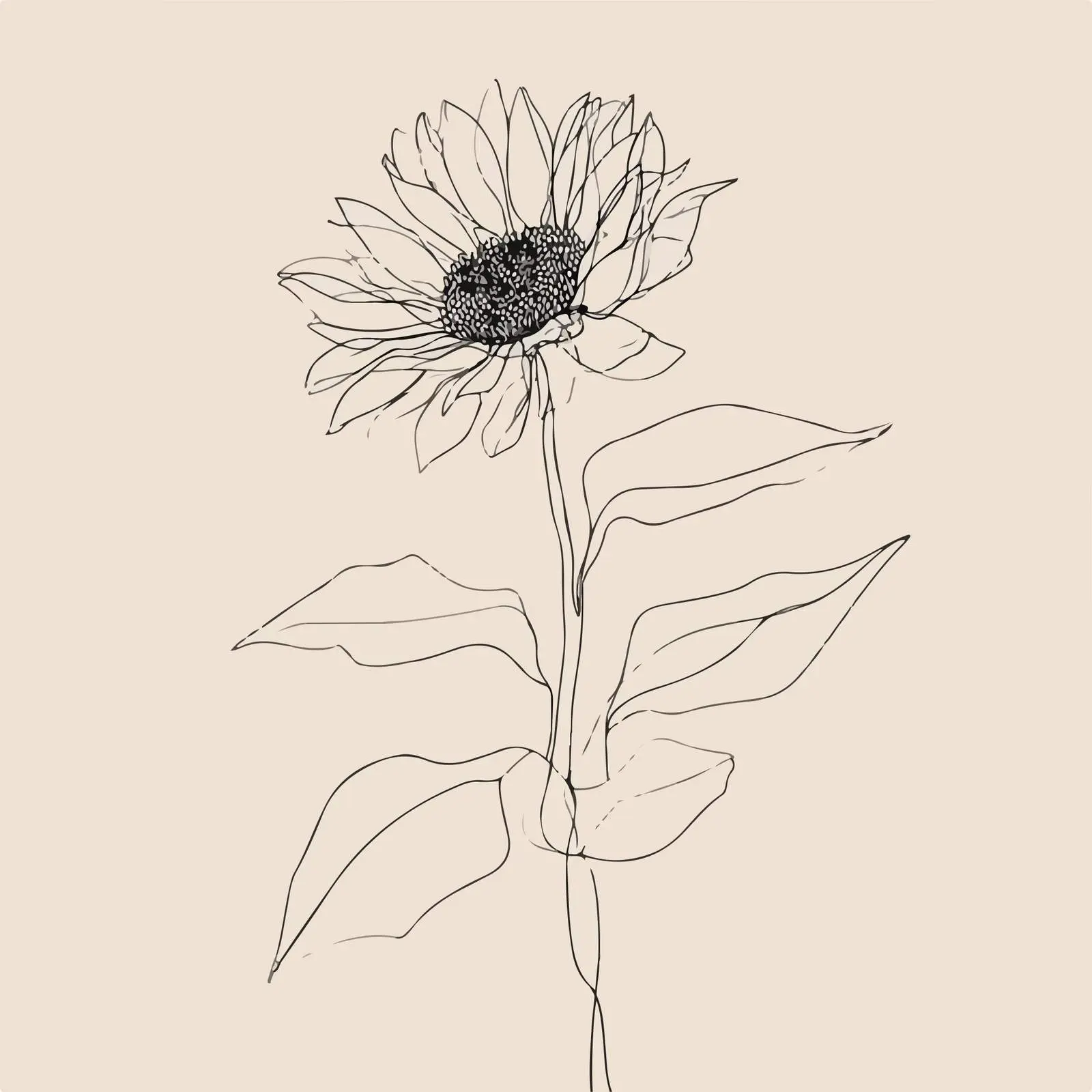 Sunflower Continuous Line Art — free download from Dotvec