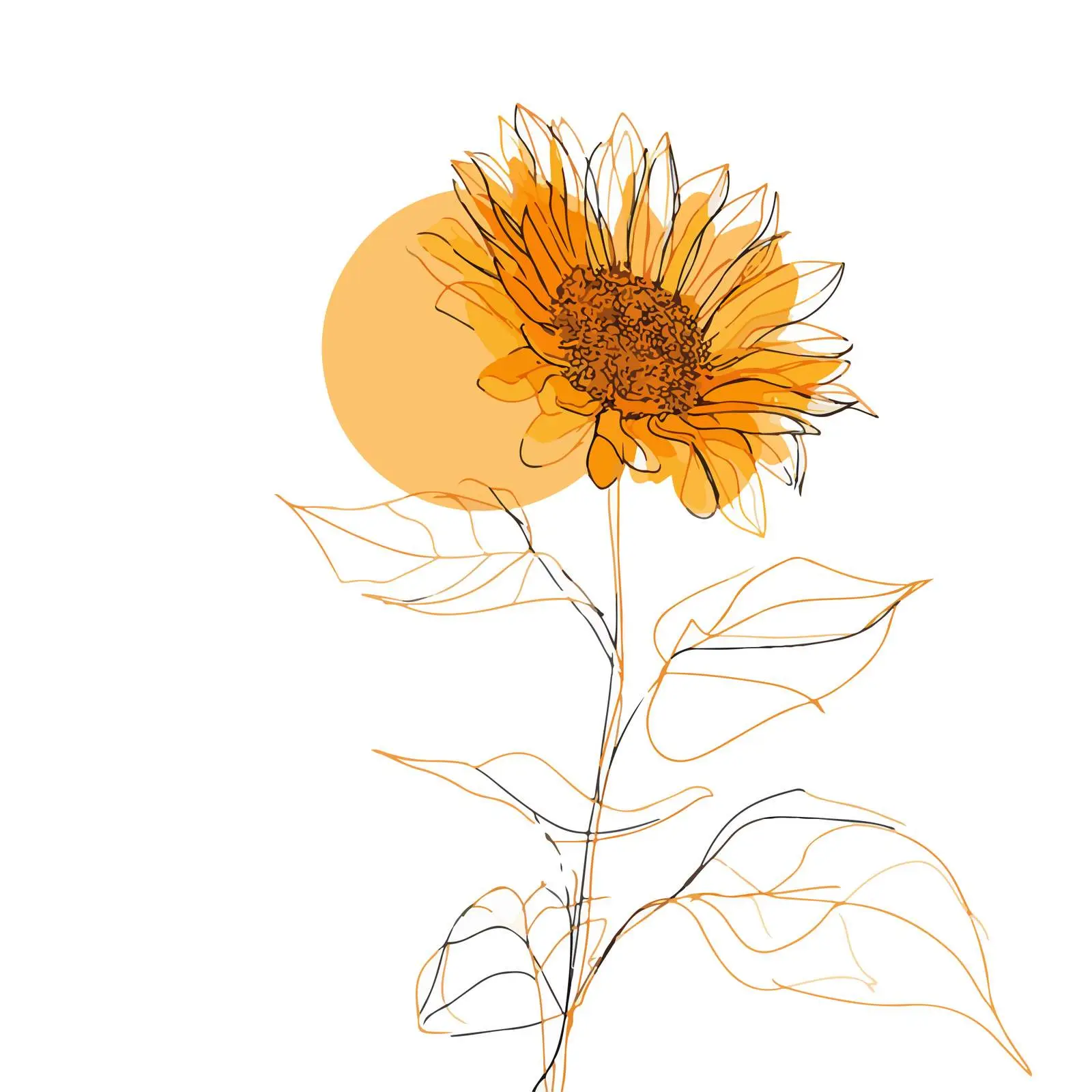 Sunflower Line Art Drawing — free download from Dotvec