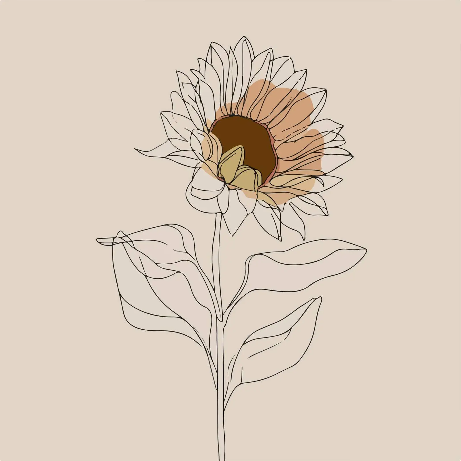 Sunflower Line Art Illustration — free download from Dotvec