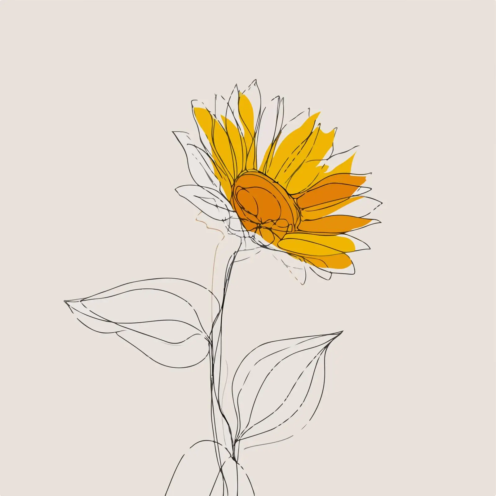 Elegant Sunflower Line Art — free download from Dotvec