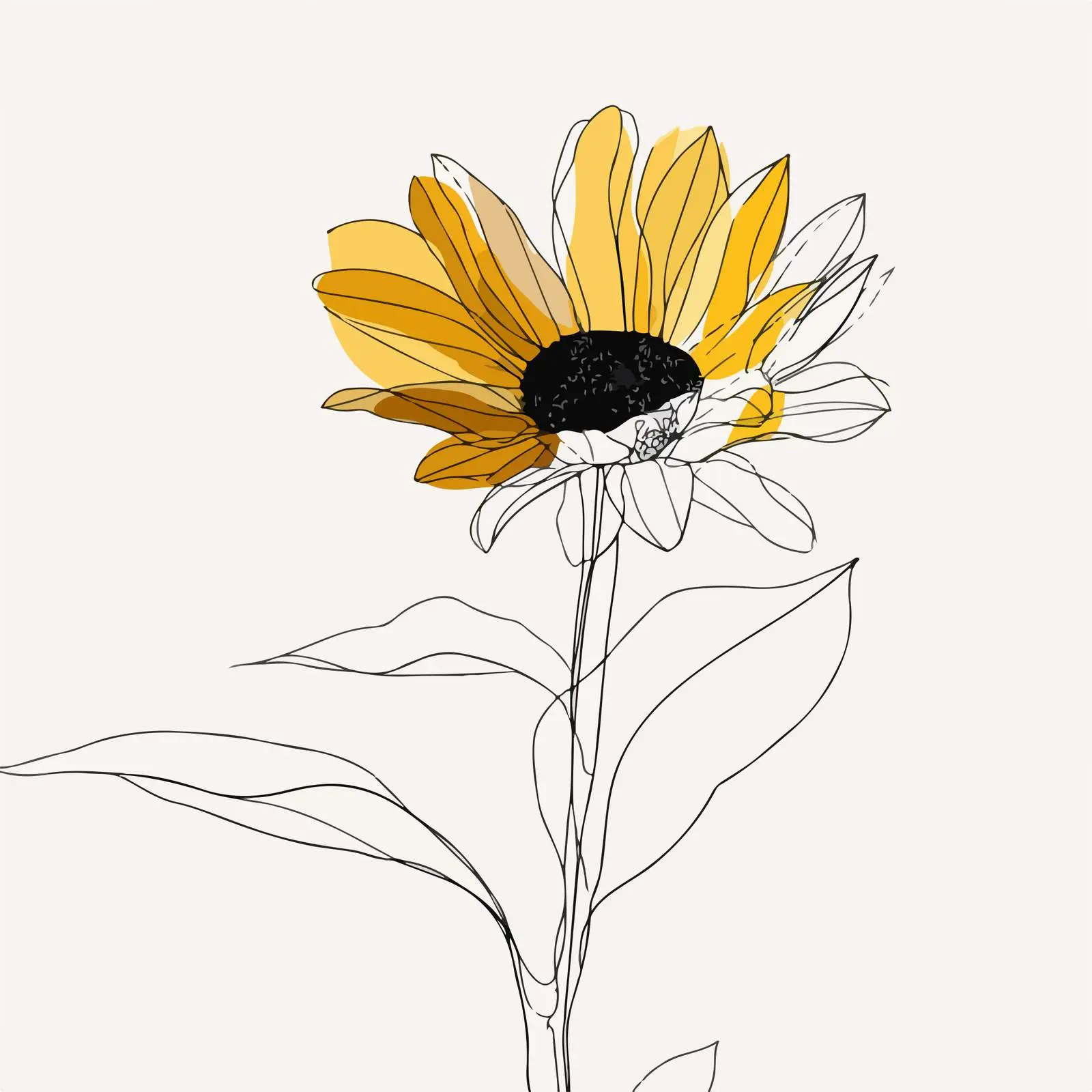 Sunflower Line Art — free download from Dotvec