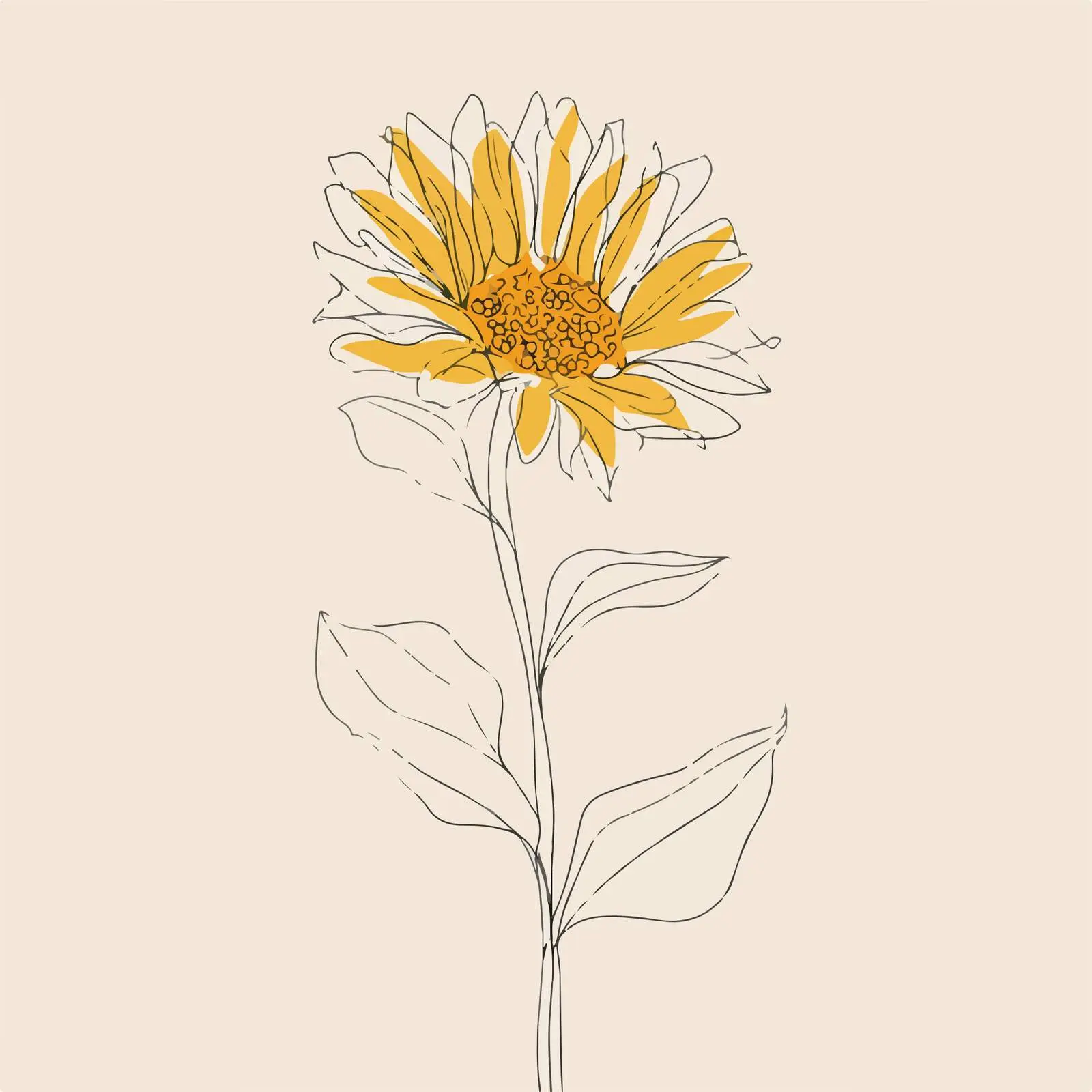 Sunflower Line Art — free download from Dotvec