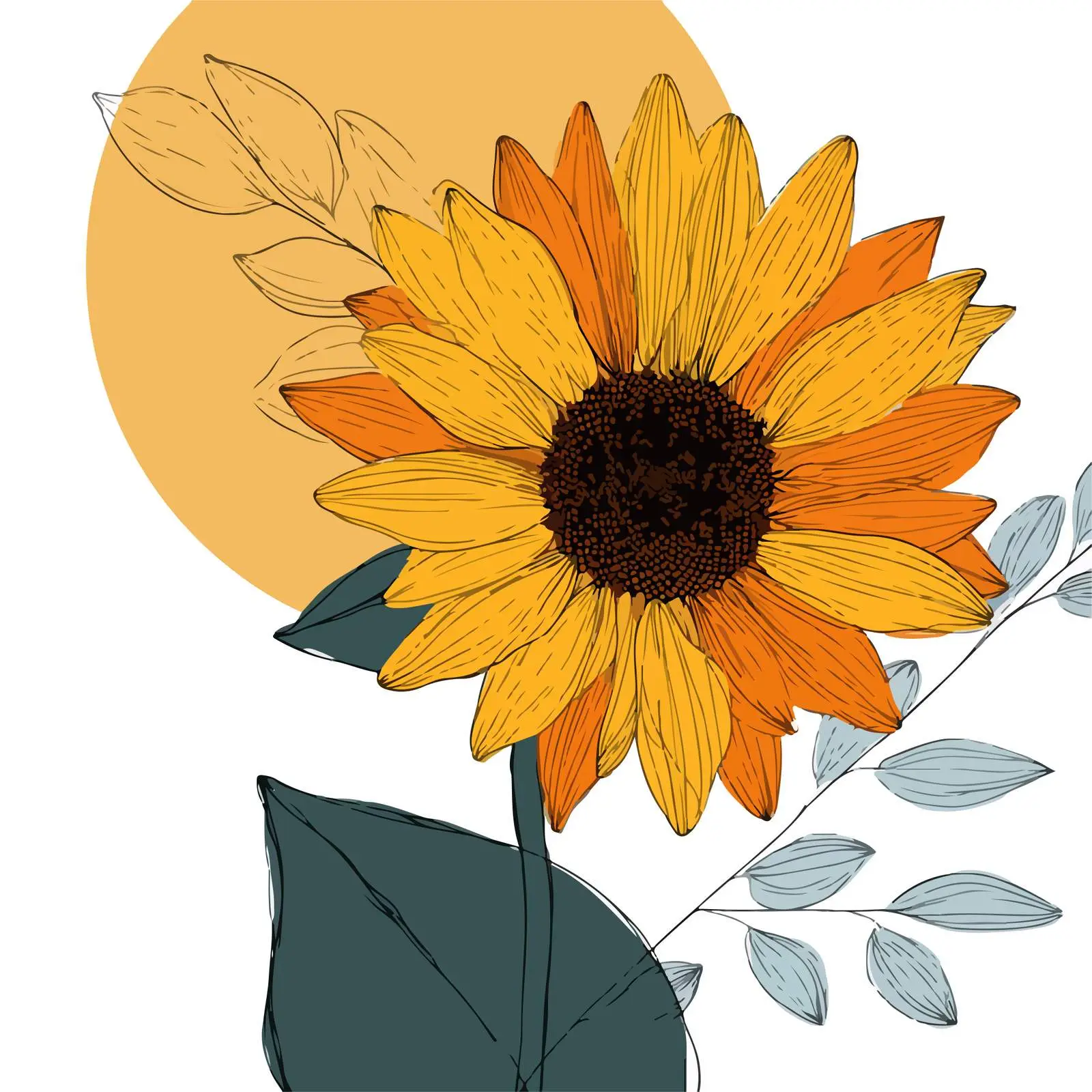 Sunflower Continuous Line Art — free download from Dotvec