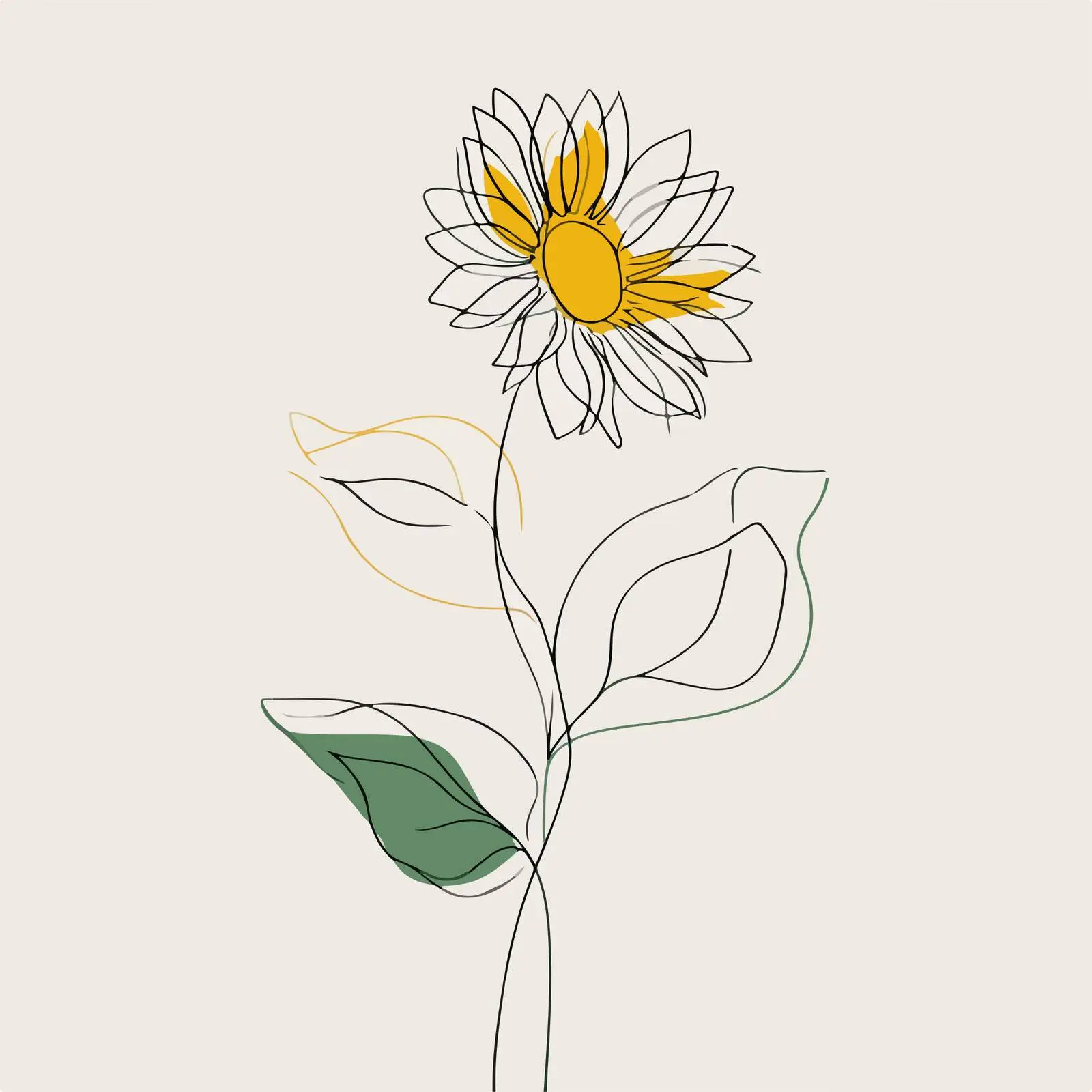 Elegant Sunflower Line Art — free download from Dotvec