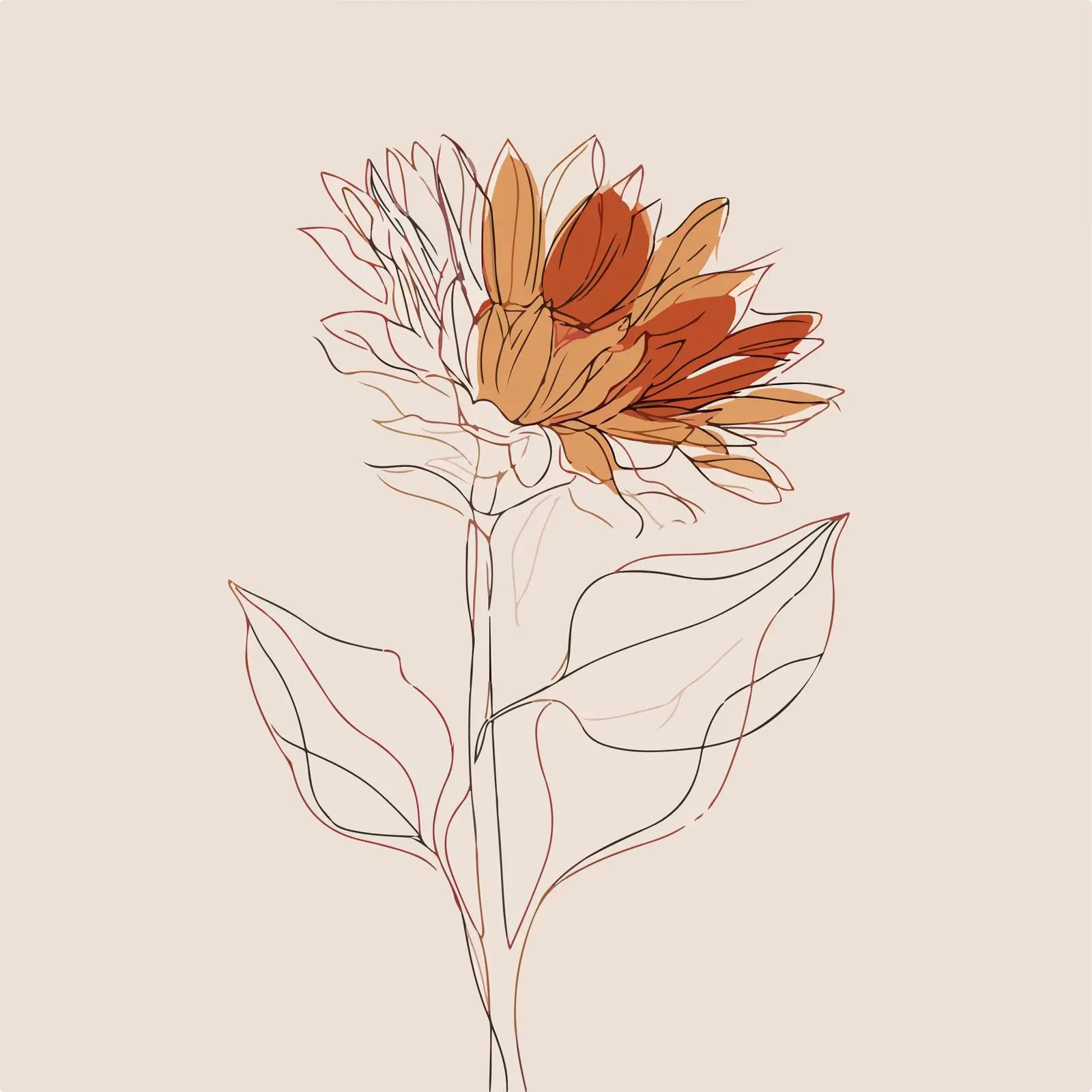 Minimal Sunflower Line Art — free download from Dotvec