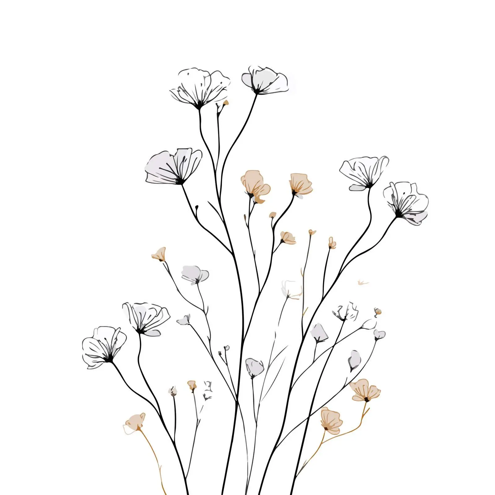 Wildflower Sprig Line Art Illustration — free download from Dotvec