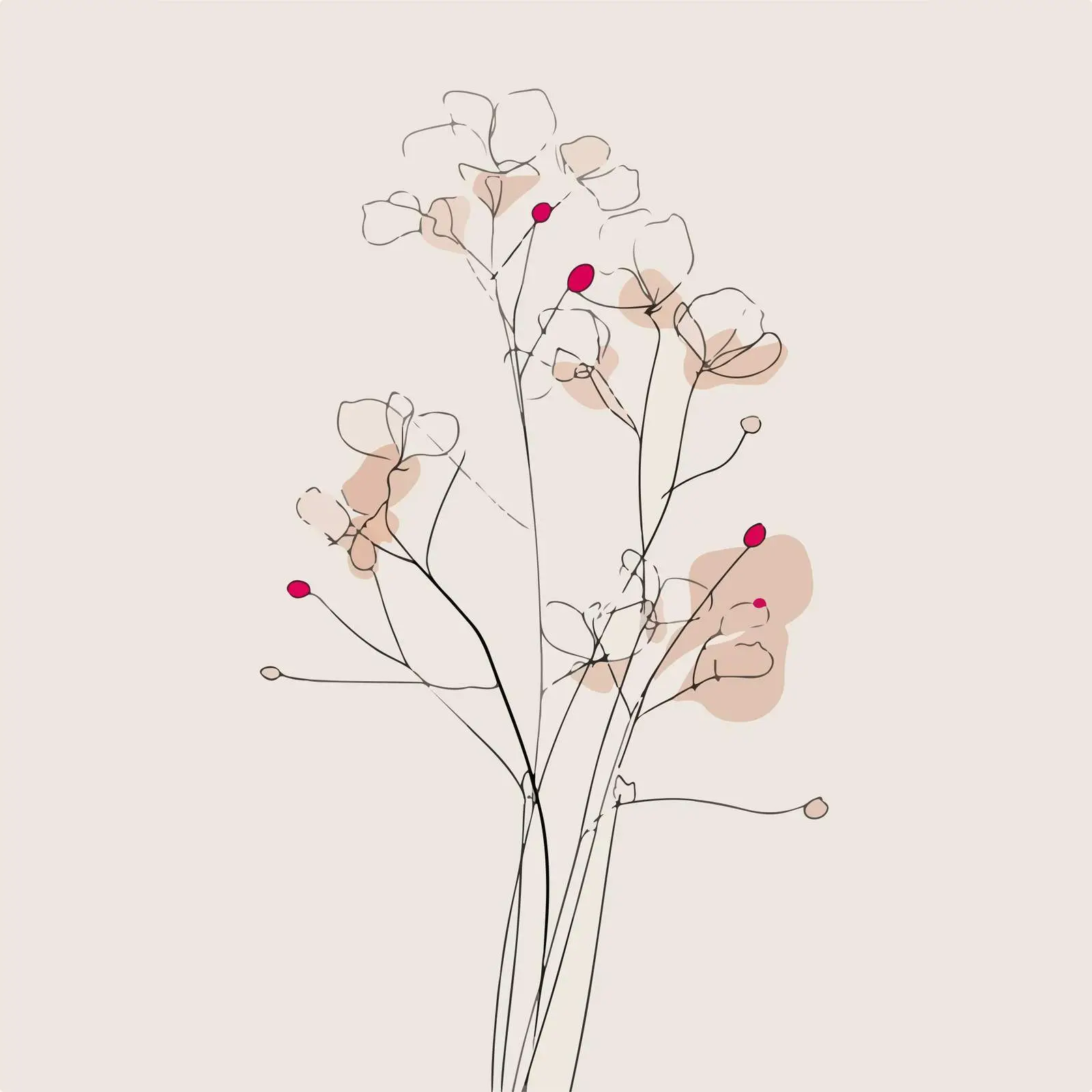 Wildflower Sprigs Abstract Line Art — free download from Dotvec