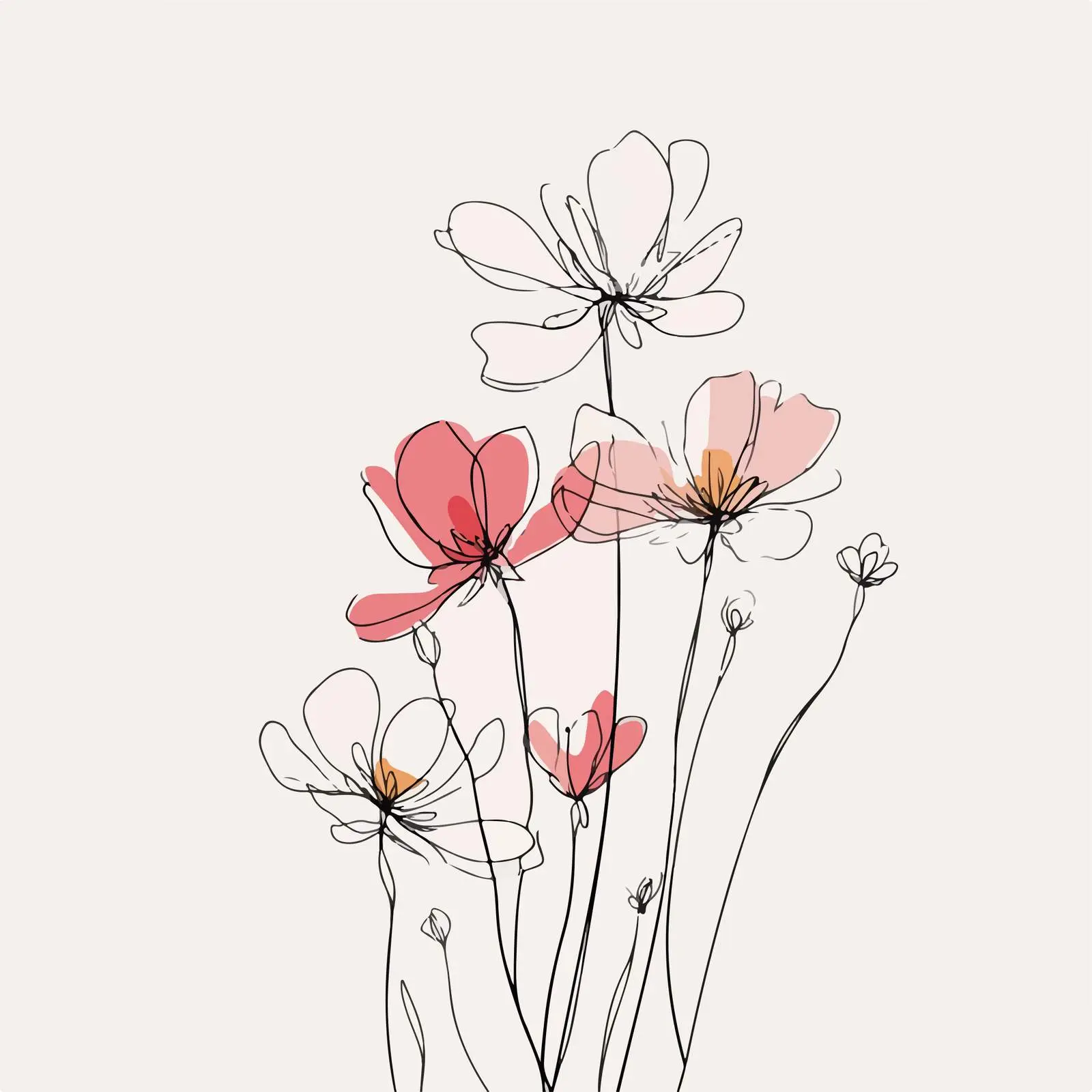 Wildflower Sprigs Continuous Line Art — free download from Dotvec