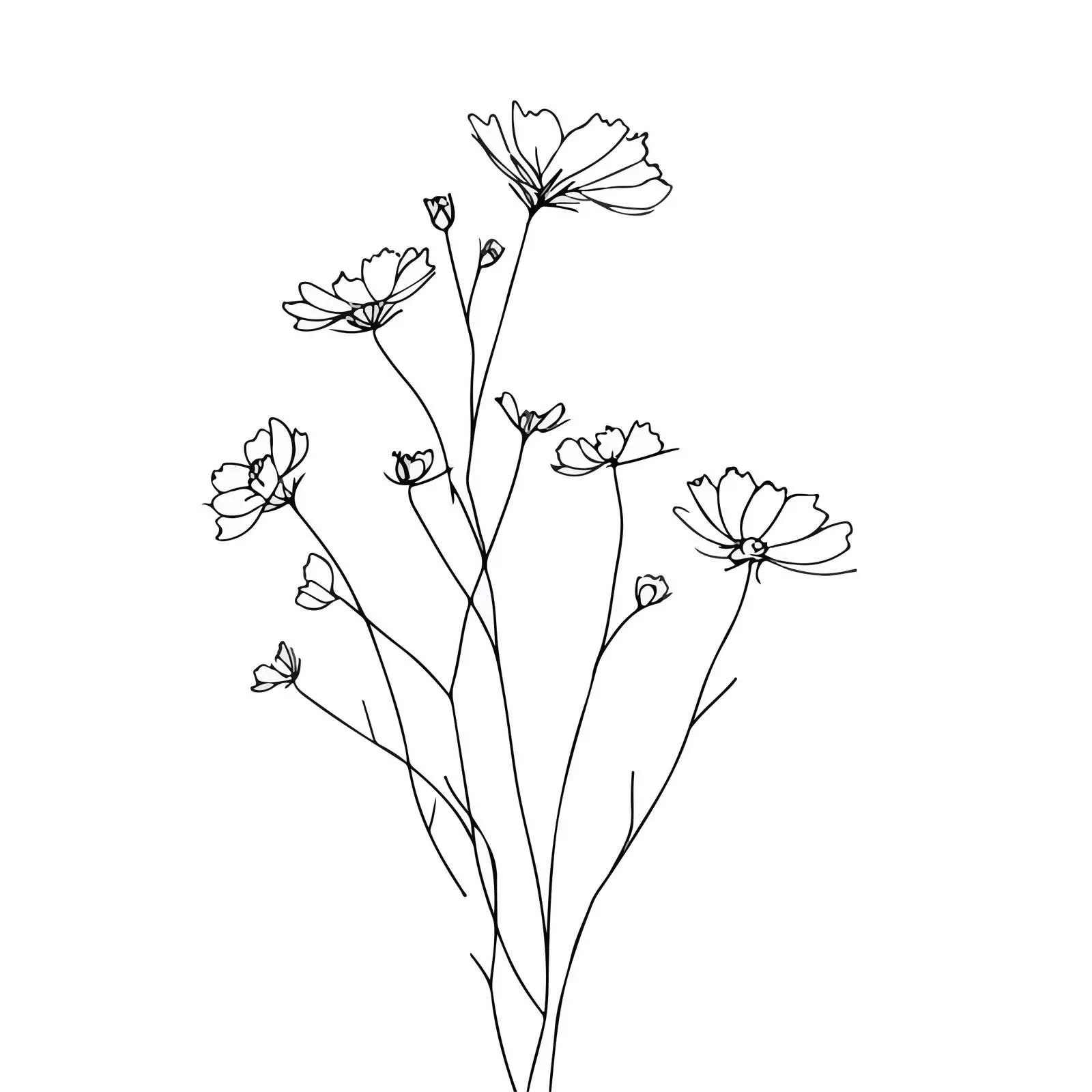 Wildflower Sprigs Line Art — free download from Dotvec