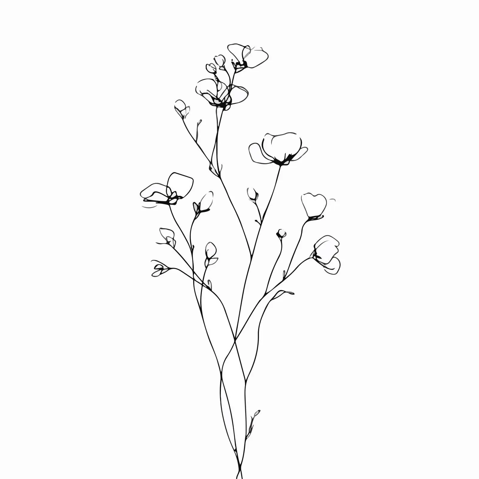 Wildflower Sprigs Line Art — free download from Dotvec