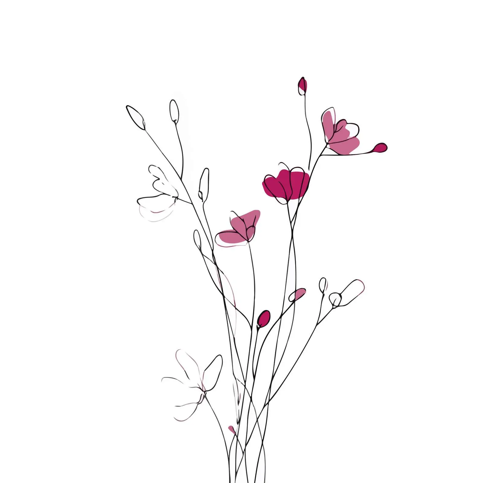 Minimal Wildflower Line Art — free download from Dotvec