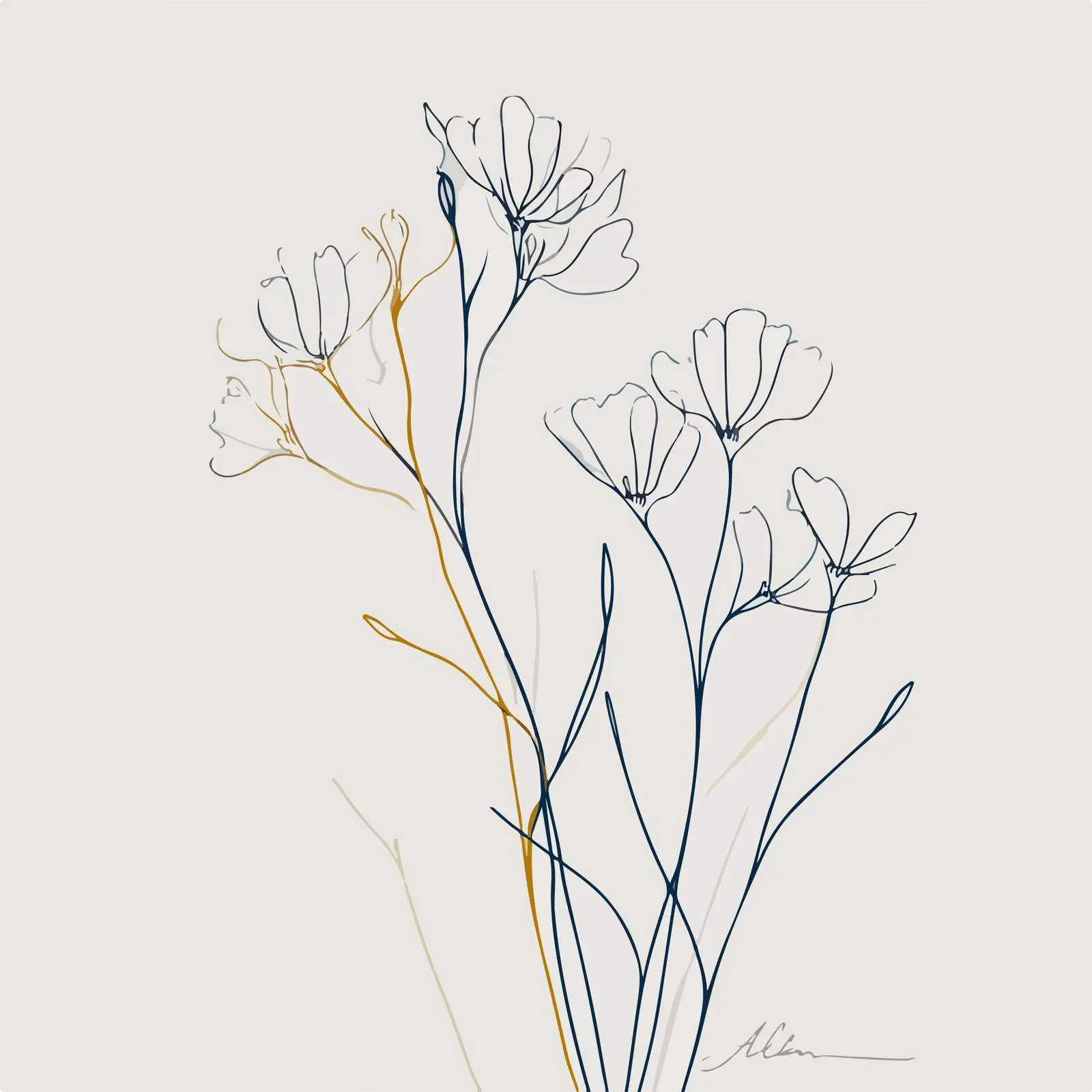 Wildflower Sprigs Minimal Line Art — free download from Dotvec