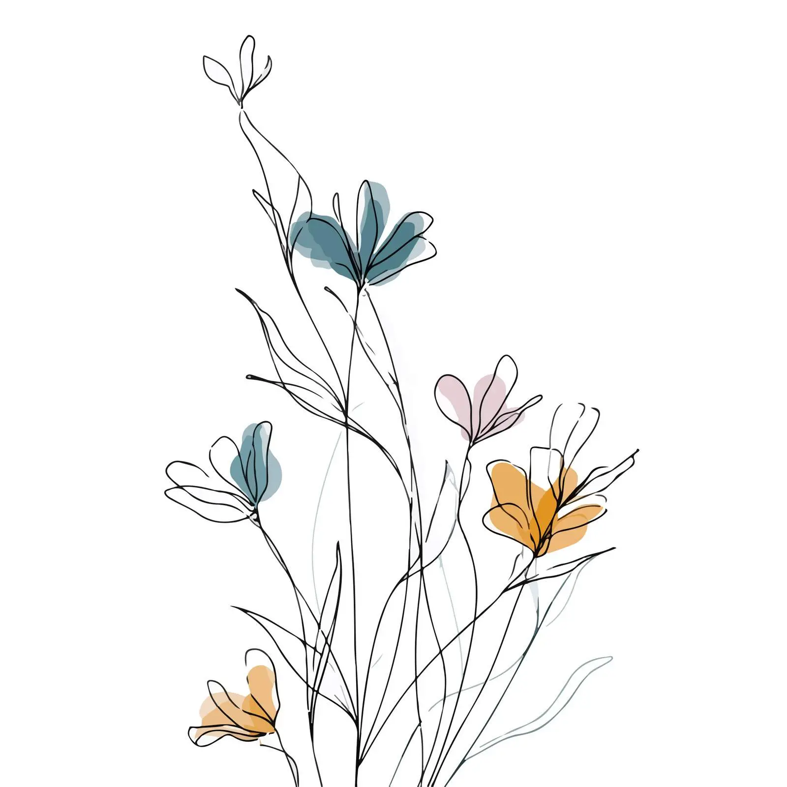 Wildflower Sprigs Line Art — free download from Dotvec