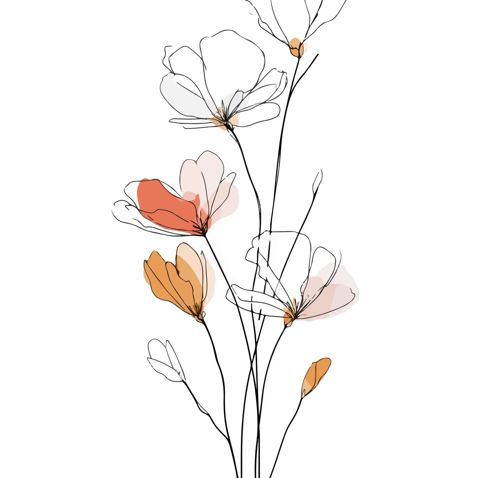 Elegant Wildflower Line Art — free download from Dotvec