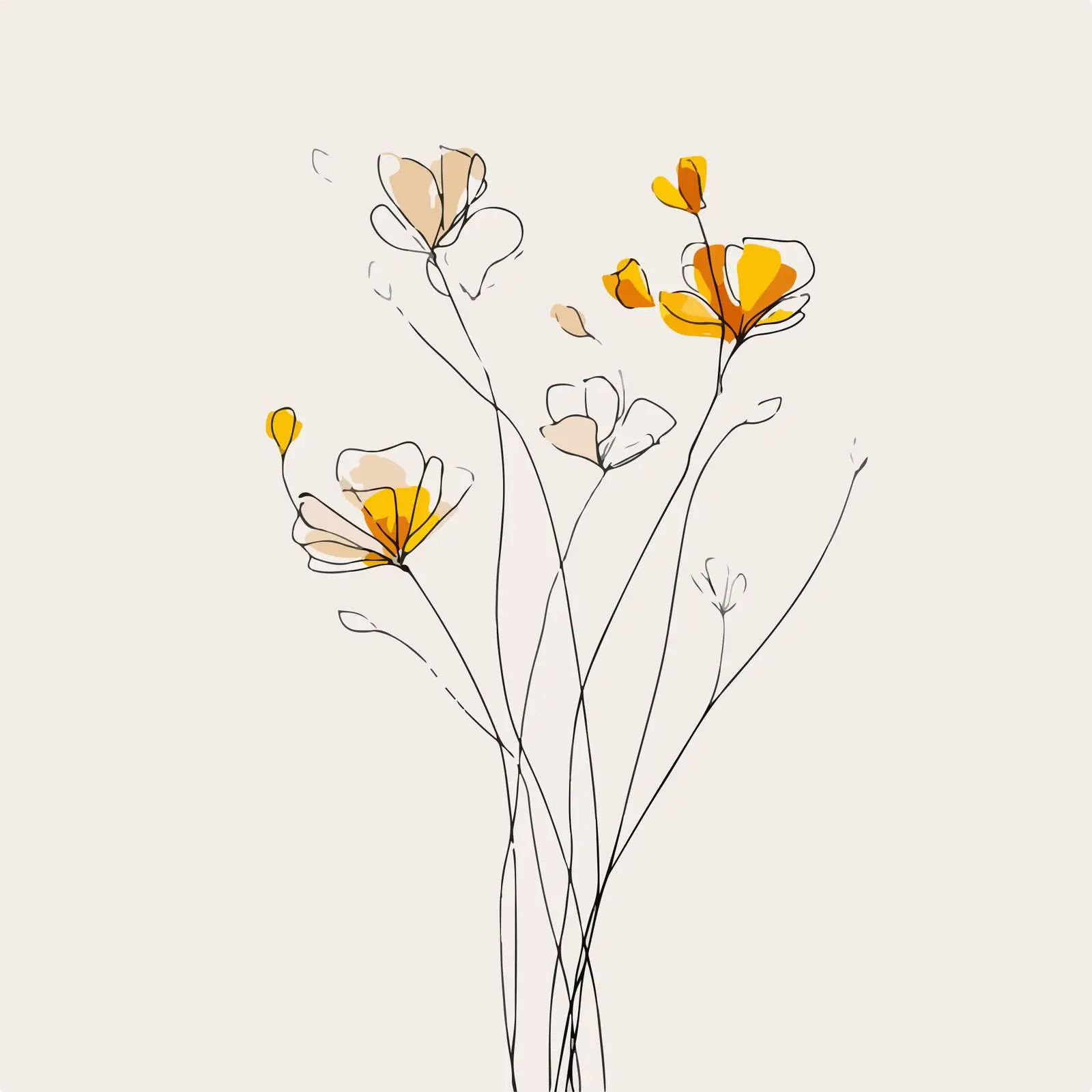 Botanical Line Art Wildflower Sprigs — free download from Dotvec