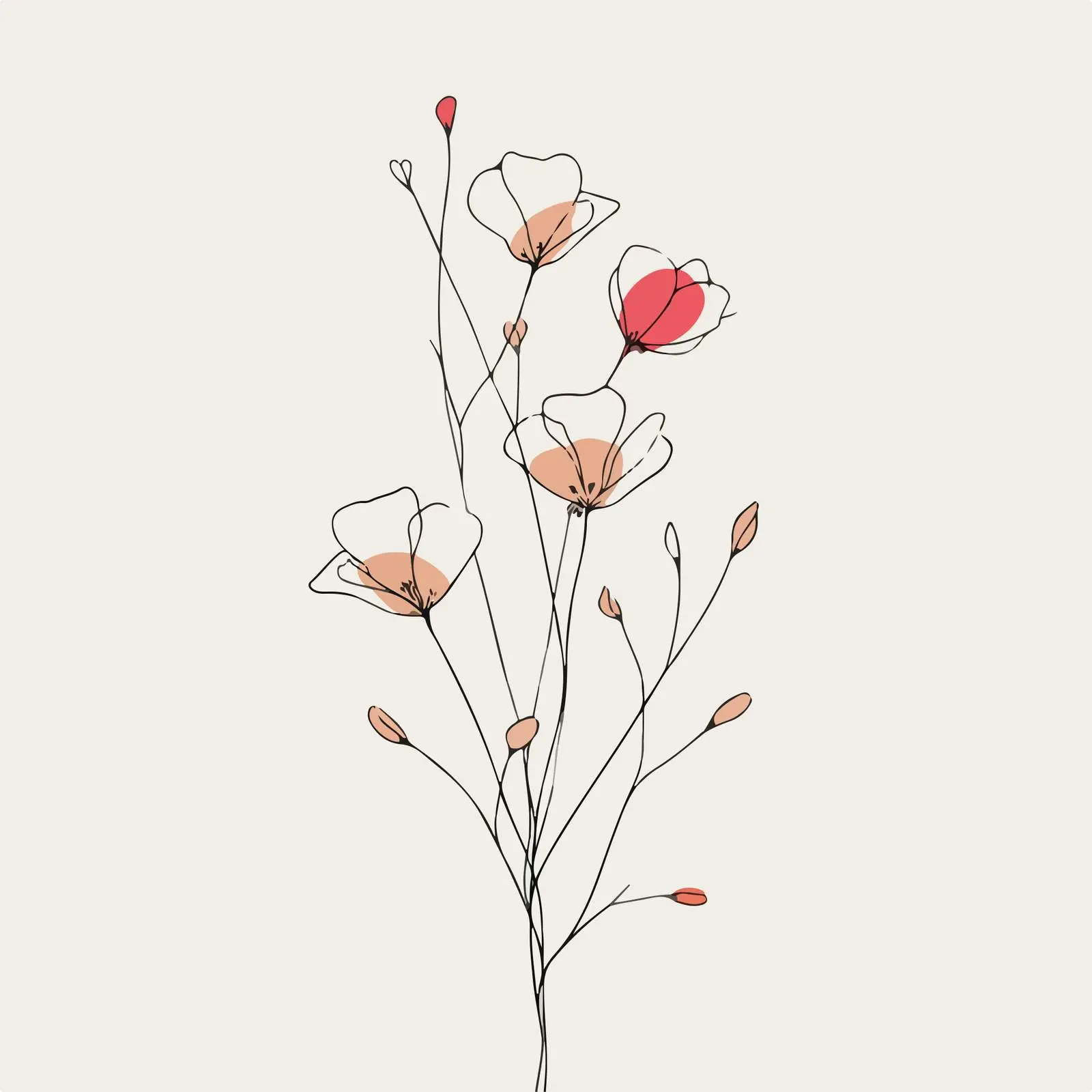 Minimal Wildflower Line Art Illustration — free download from Dotvec